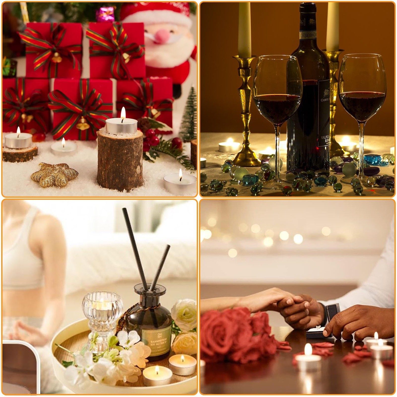 Tea Light Candles 32Pcs, 4 Hour Long time 7 inches in diameter, 32Pcs-White