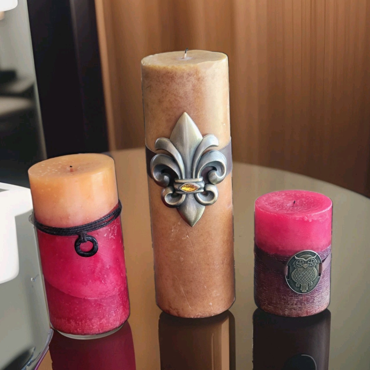 Set/3 Fleur de Lis Candles Art Decor