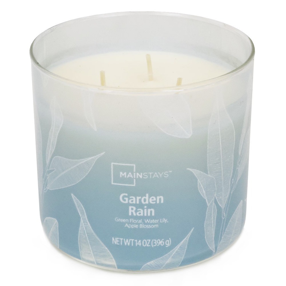 3-Wick Ombre Wrap Scented Candle for Home Garden Rain Scent 14 oz