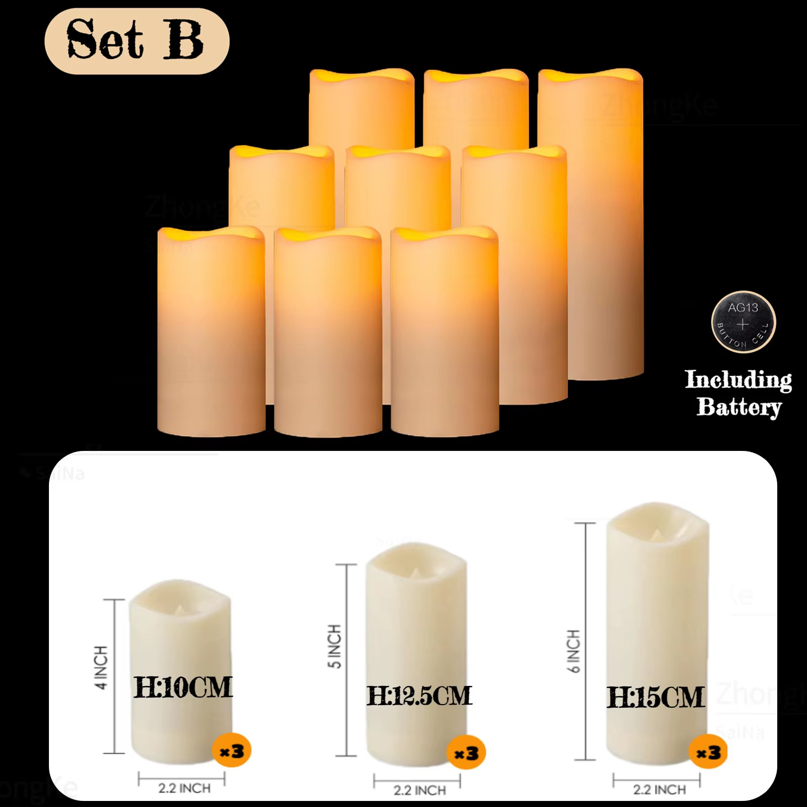9-180Pcs LED Candles with Flickering Flameless Candles Battery Operated Pillar C