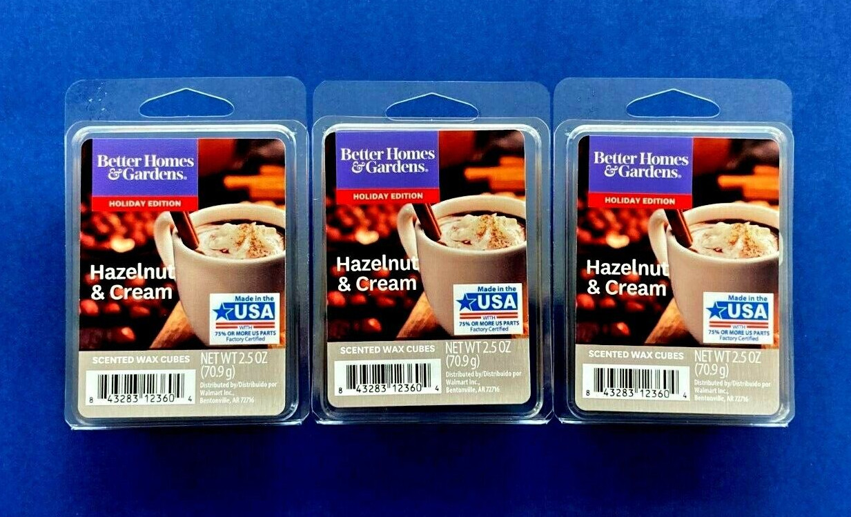 Better Homes and Gardens 3 PACKS Scented Wax Cube Hazelnut and Cream 6-Count