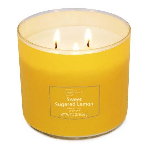 Mainstays 3-Wick Textured Wrap Sweet Sugared Lemon, 14-Ounce