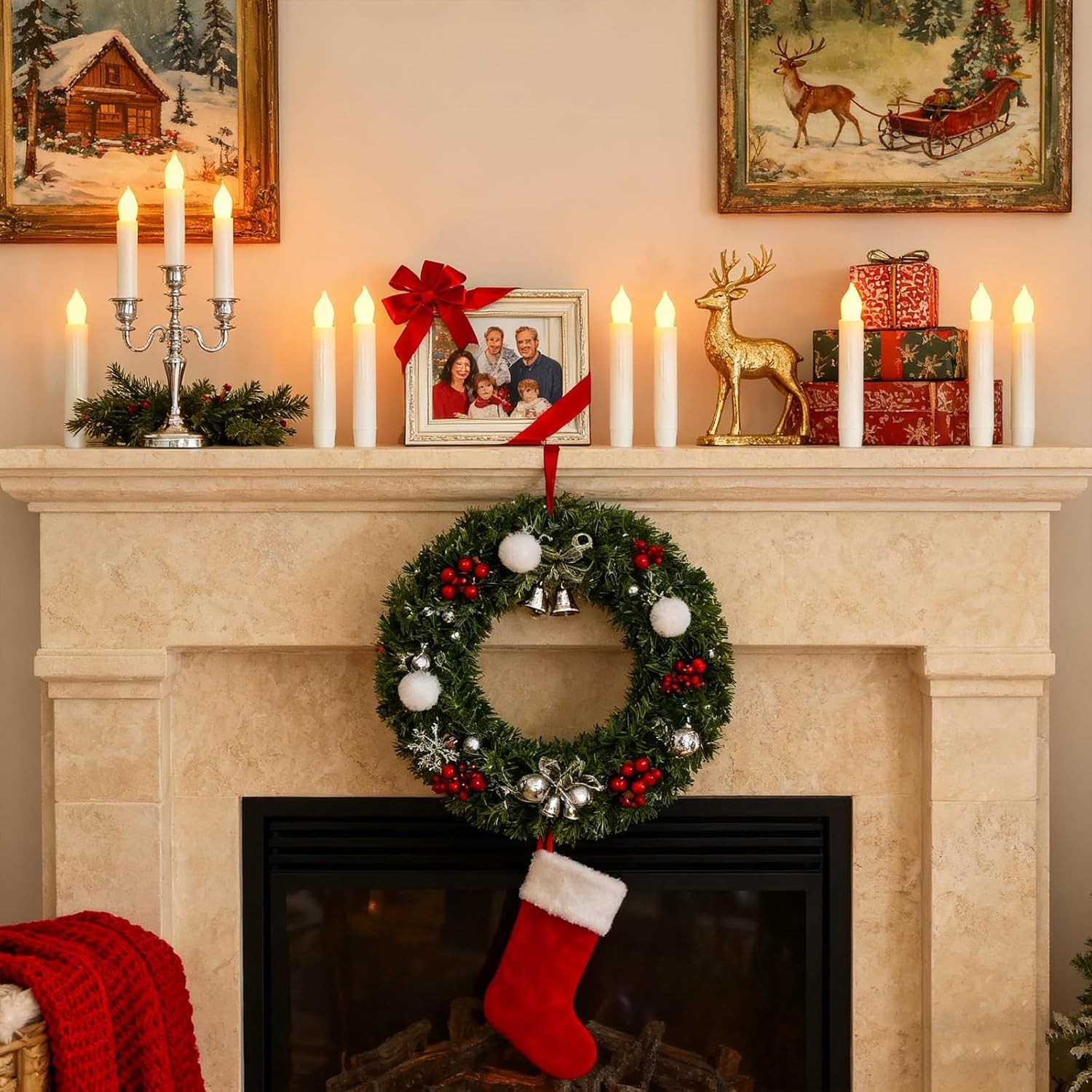 Lezonic Flameless Battery Operated Candlesticks 0.8″ x 6″, 12 Pack(Touch)