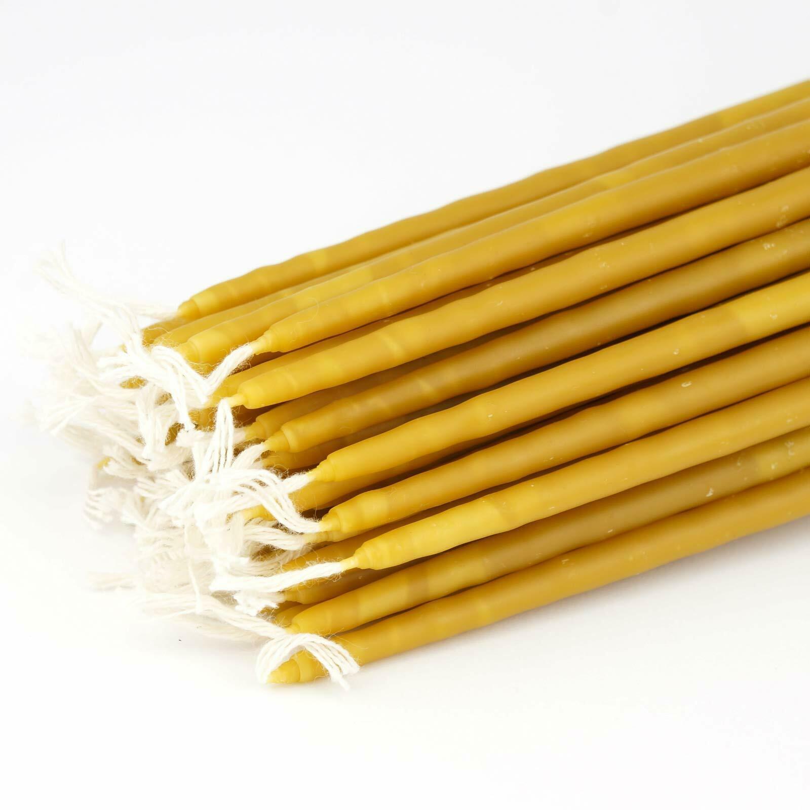 Mini Brass Candle Holder Pair + 20pcs Thin Beeswax Taper Candles Meditation Tiny