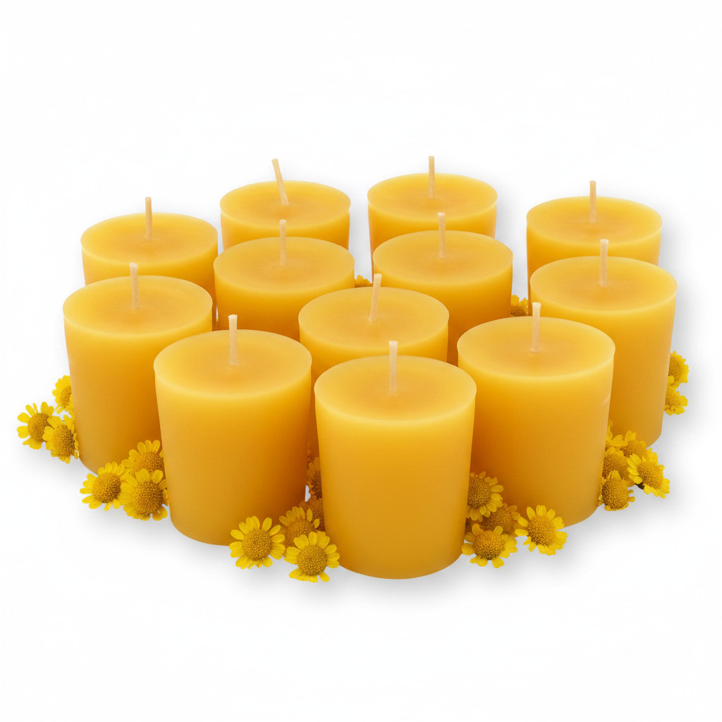 100% Pure Beeswax 15-hour Votives Candles REFILLS (no cup), Organic Hand Made