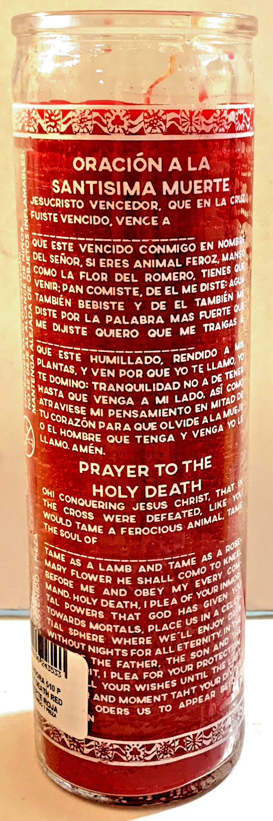 Holy Death (Santa Muerte) 7 Day Red Unscented Candle In Glass, 1 Count
