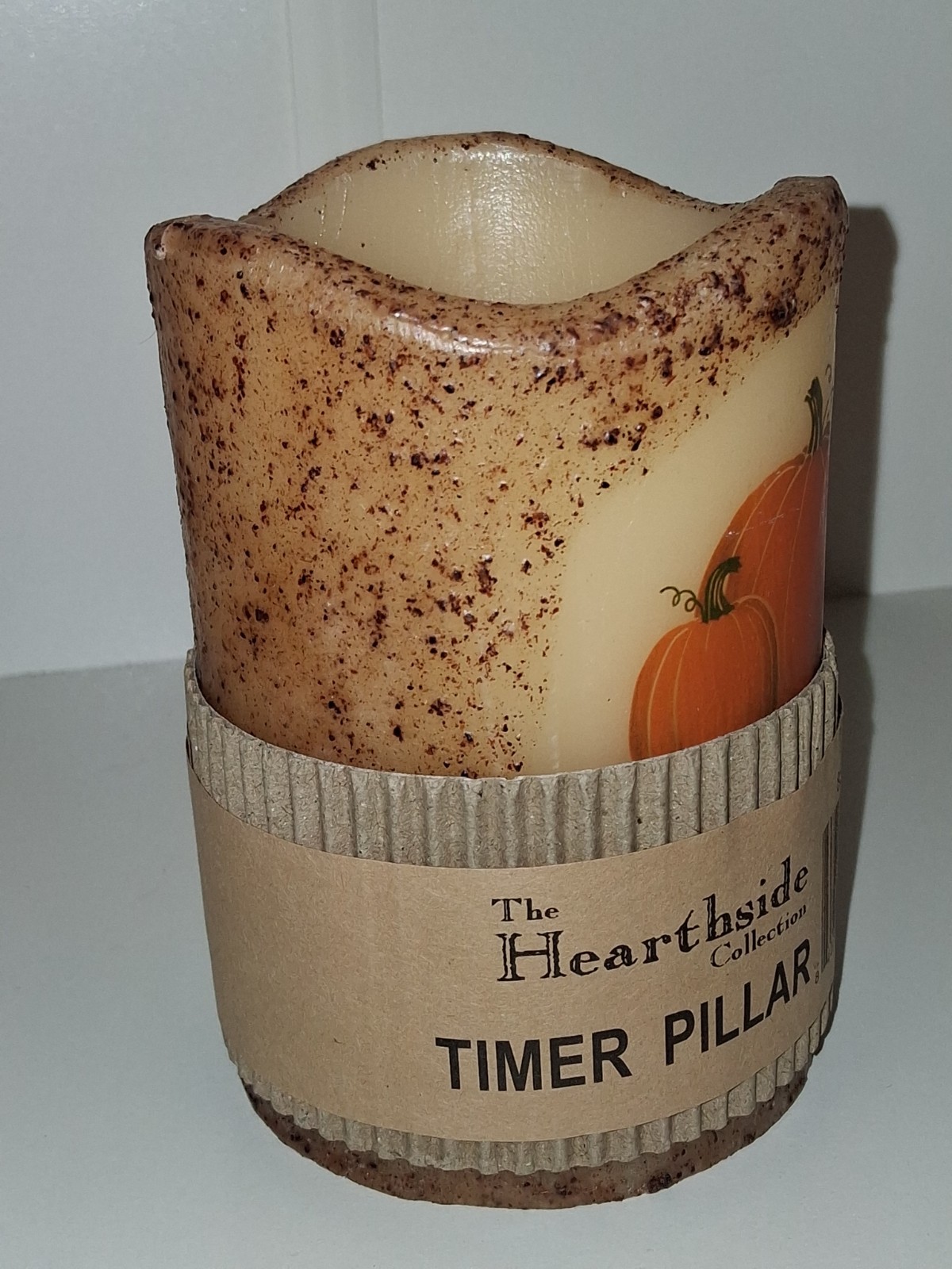 The HEARTHSIDE COLLECTION NEW Pumpkin LED Wax Pillar Candle w/ Timer, AAA 5×3