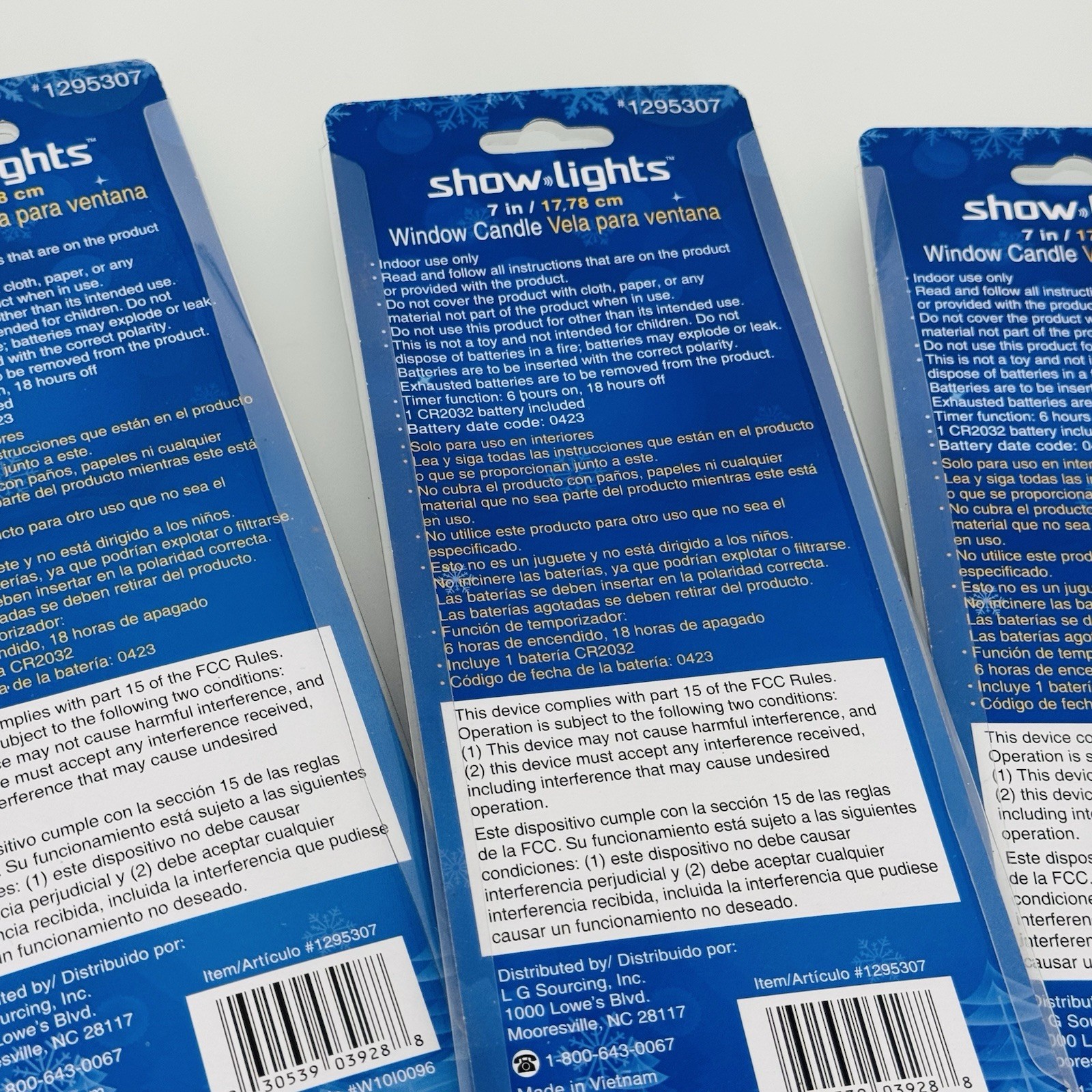 Show Lights Flat Whte Window Candle 7″ Battery Powered Stick On Candles Lot of 3