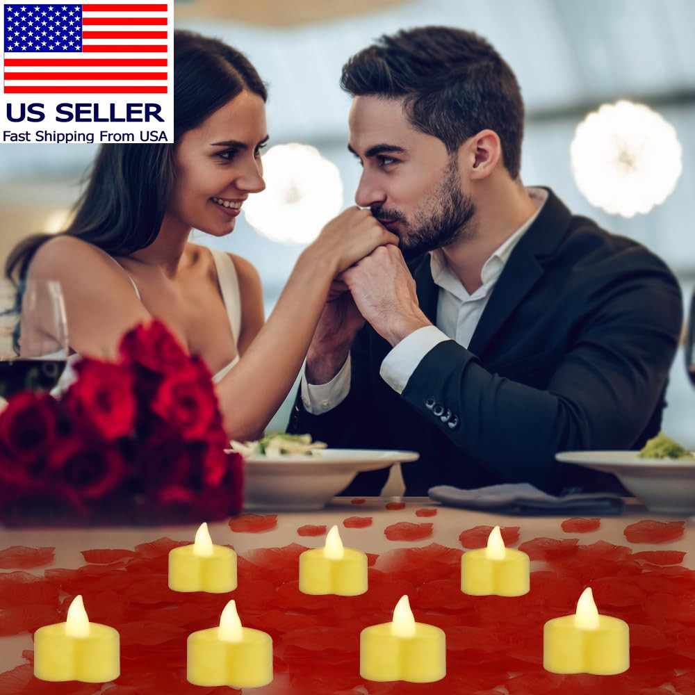 Rose Petals for Romantic Night Candles for Her Set 24 Pcs Led Love Candles 1000P