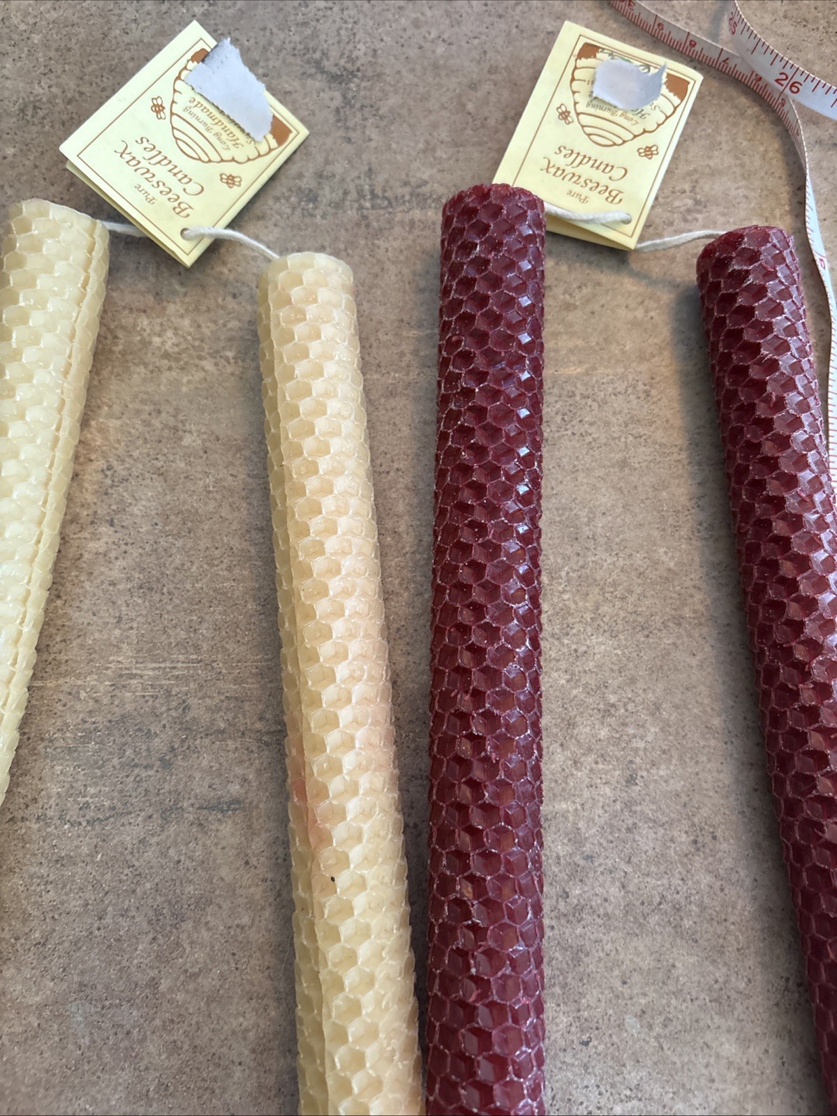 4 In Set100% Pure Natural Handmade Beeswax Honeycomb Hand Rolled Candles 8 inch
