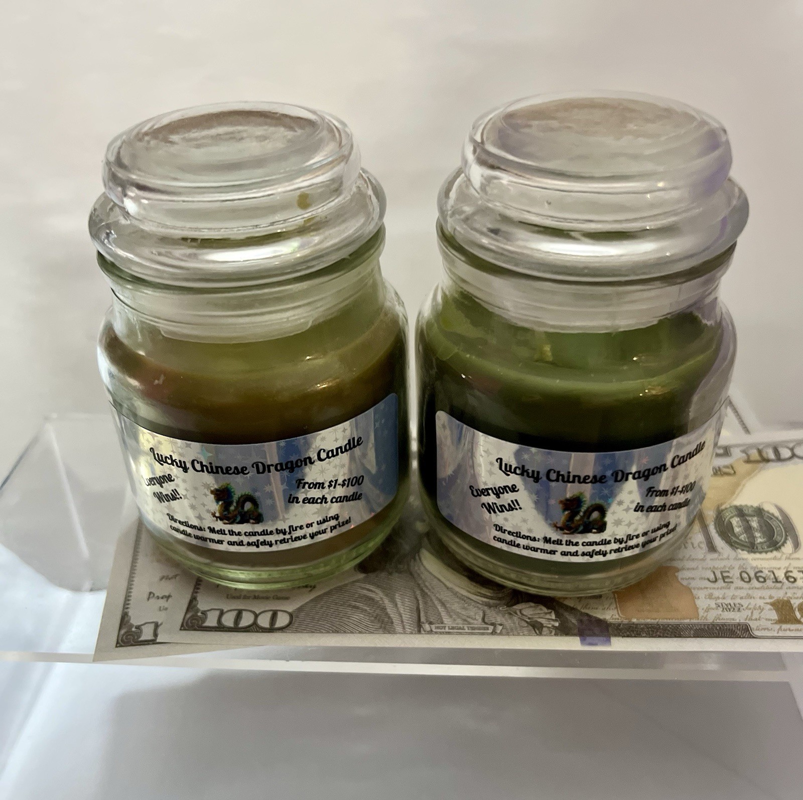 3oz. Lucky Cash Money Candle•REAL $ INSIDE•Candles CONTAINS from $1-$100