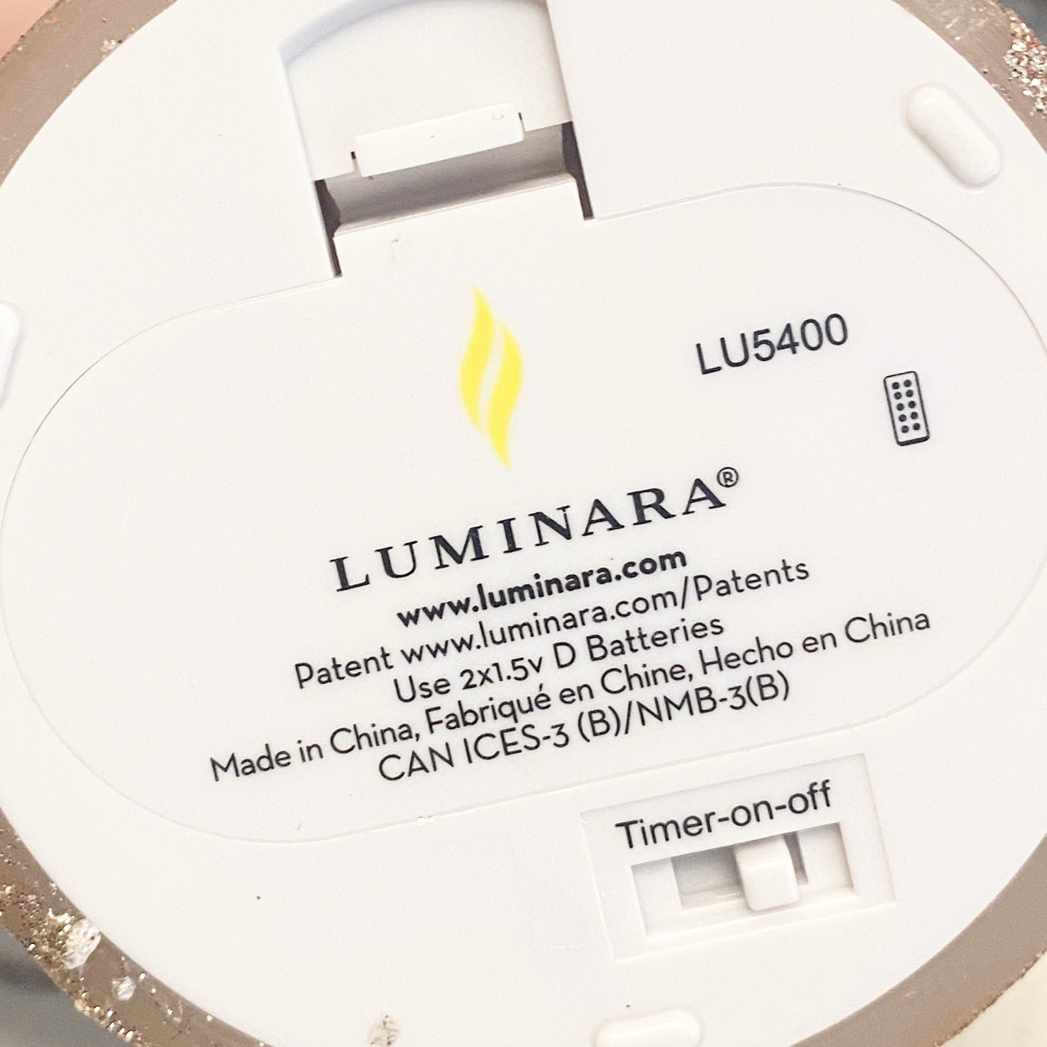 Luminara Gold Glitter Flame Effect Flameless Battery Candle Pair 7.5” & 5.5”