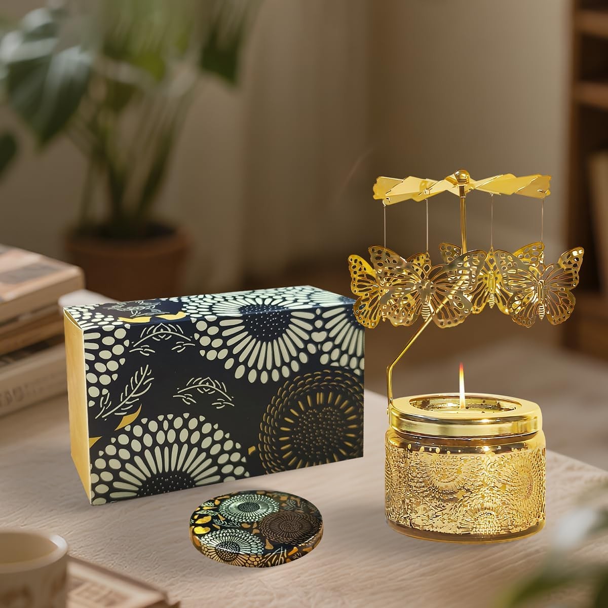 Elegant Butterfly Candle with Rotating Holder Box Set Gift For Women Home Decor
