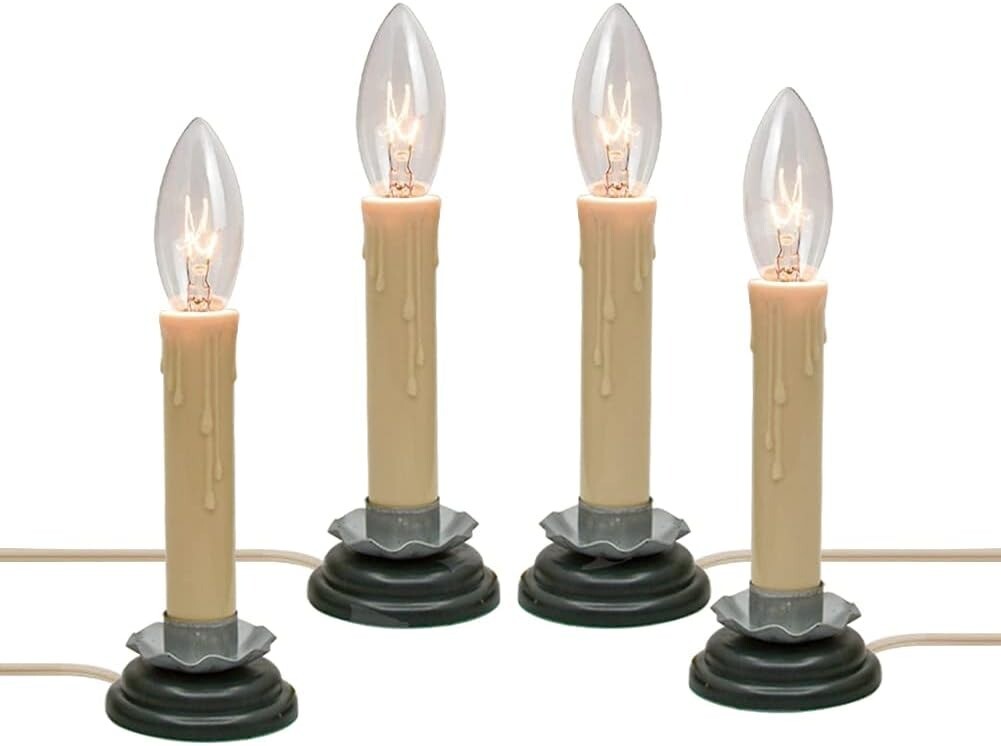 5 Inch Electric Window Candles, Christmas Electric Country Candle Lamps Set of 4