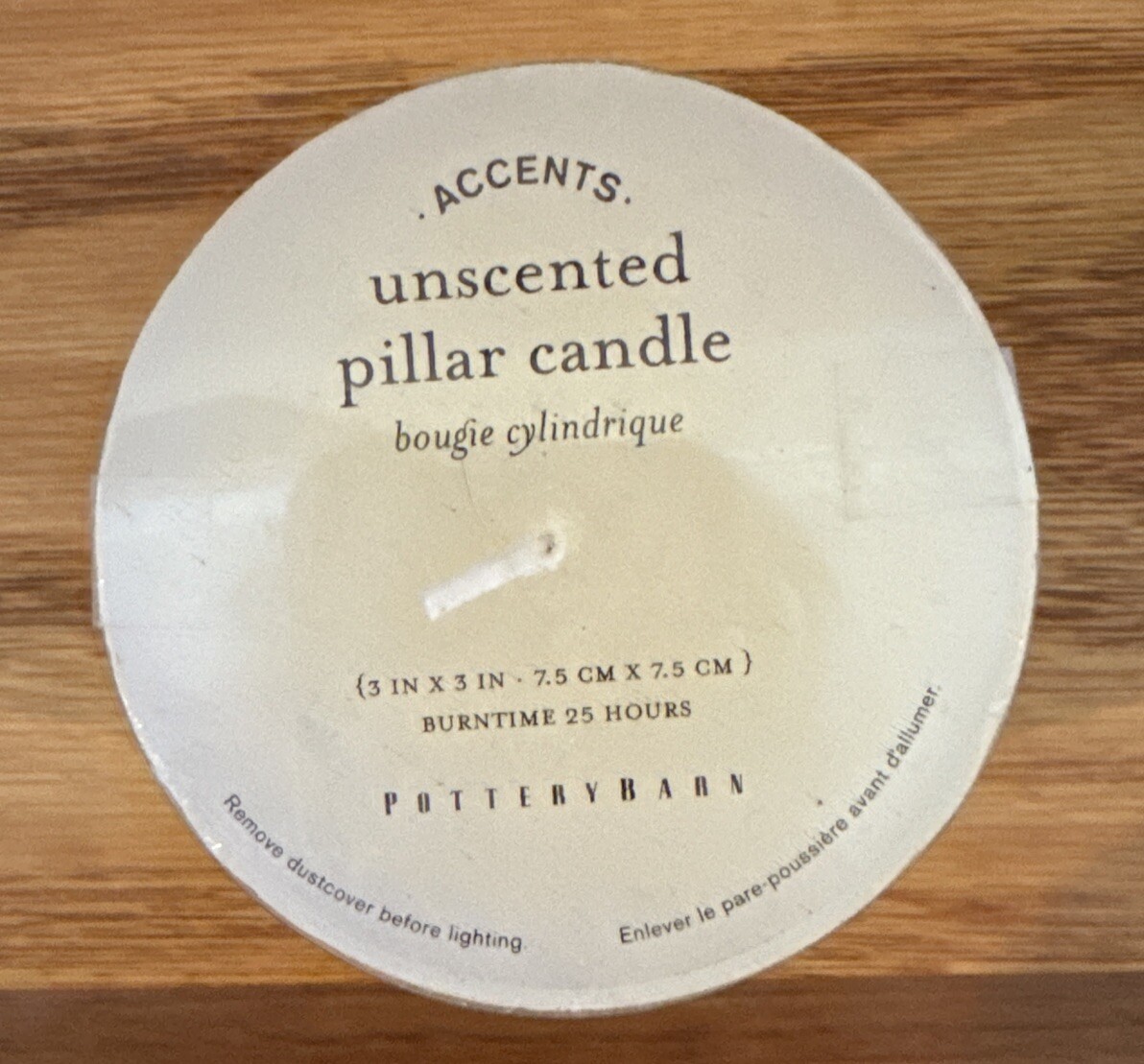 Pottery Barn Unscented Pillar Candle 3” X 3” 25 hours Accents Bougie Cylindrique