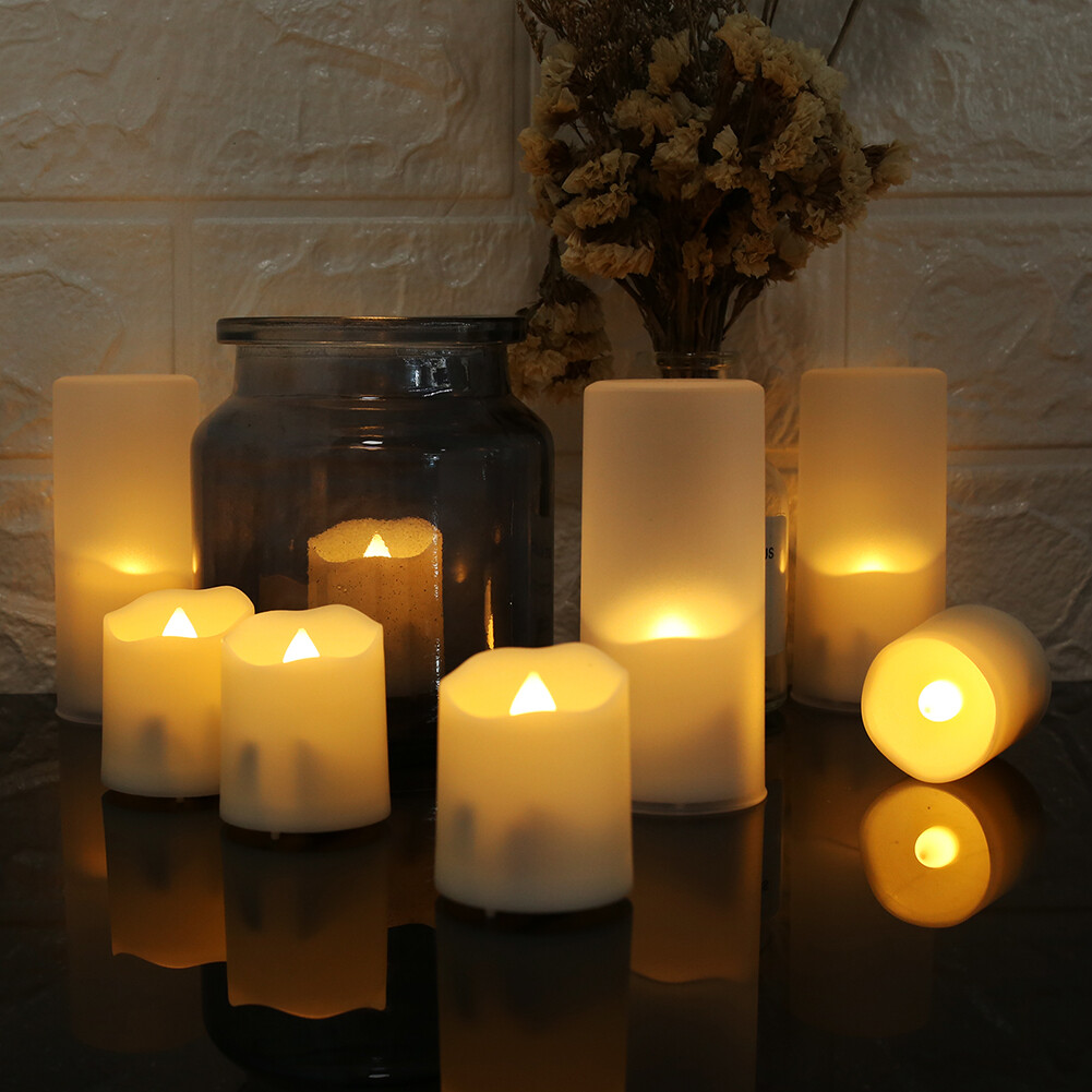 6× Rechargeable Flicker Flameless LED Tea Lights LED Candle Timer Remote Control