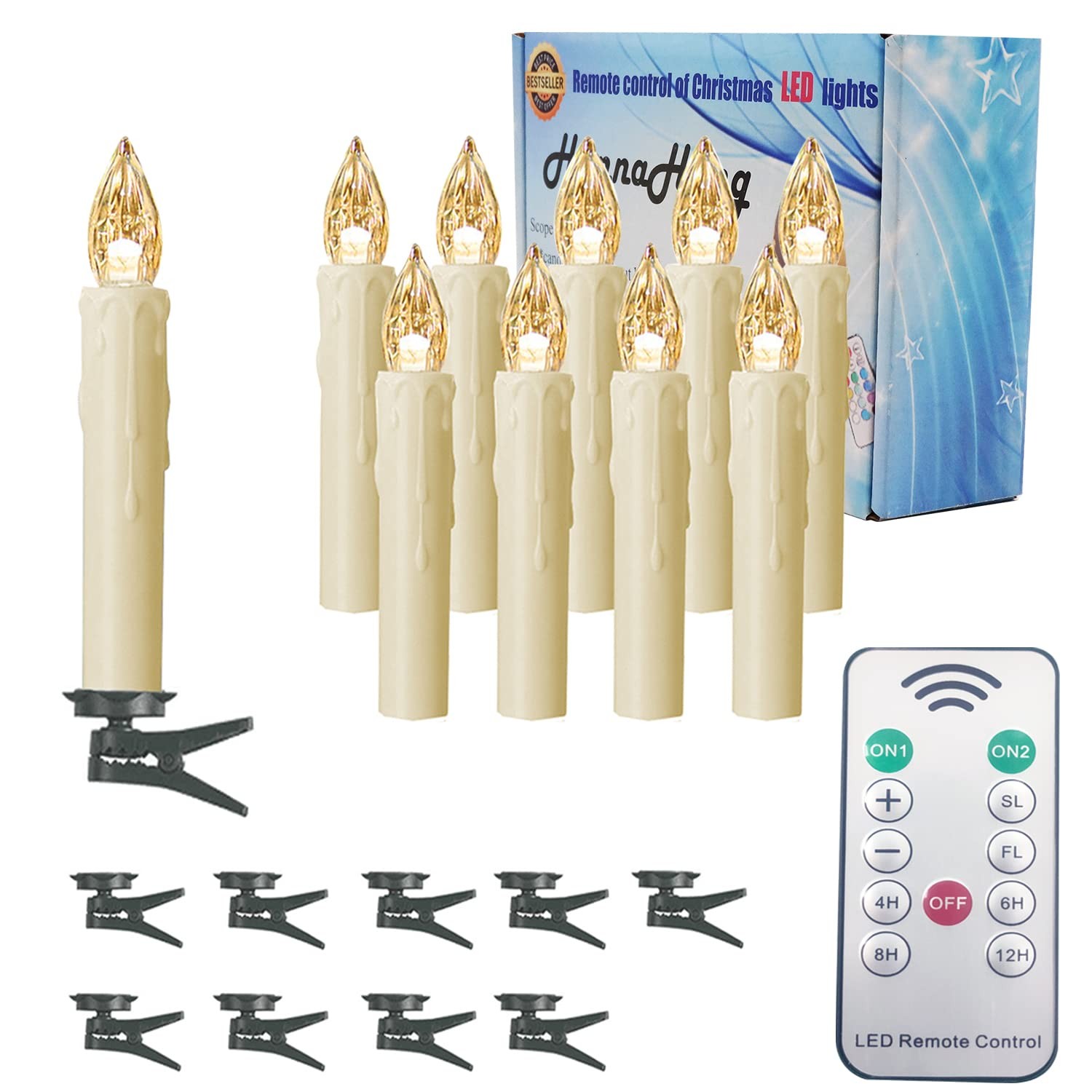 10 pcs LED Flameless Taper Candles with Remote,Small Mini Electric Dimmable F…
