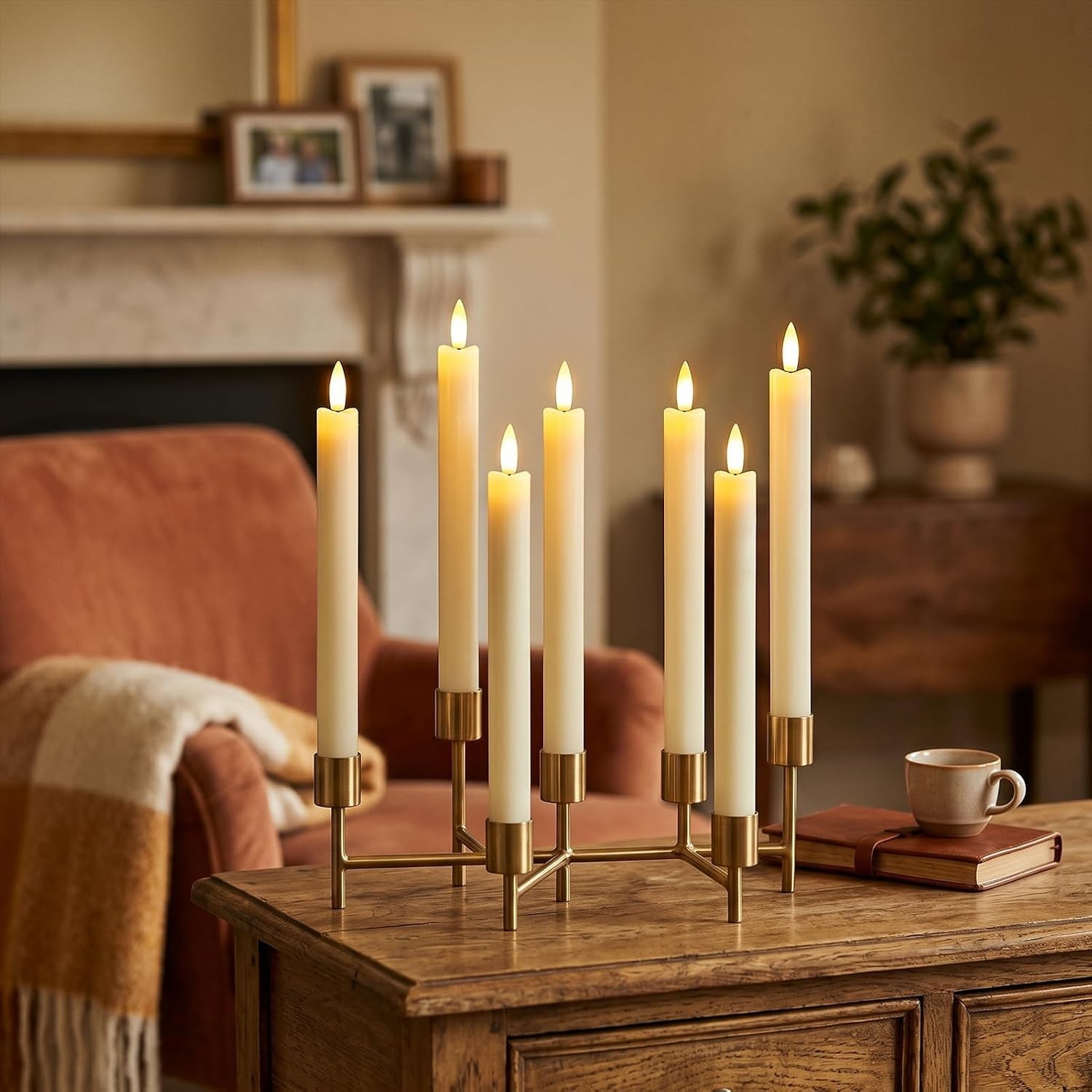 Set of 2 8 Luminara Real Wax Flameless Taper Candles Moving Wick Ivory Weddin US