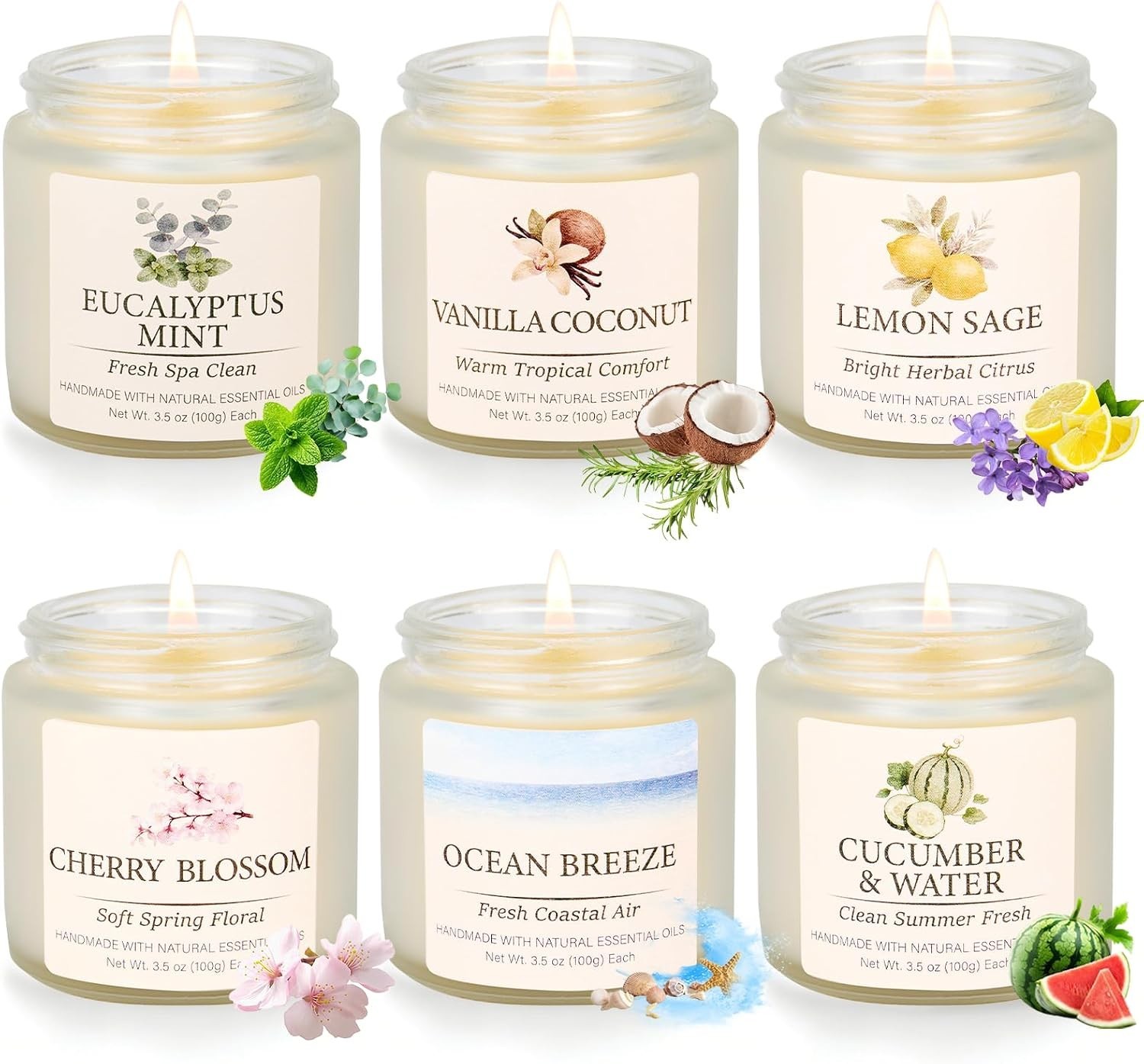 Spring & Summer Scented Candles Set, 6 Pack Soy Candles for Home, 21 oz Aroma…
