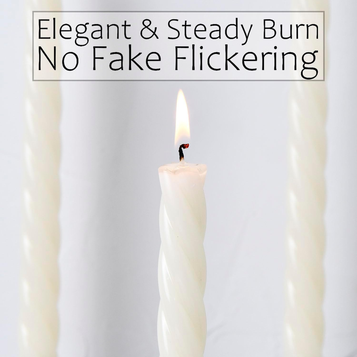 10 Inch Spiral Ivory Taper Candles, 4 Pack Unscented Dripless Long Burning Time