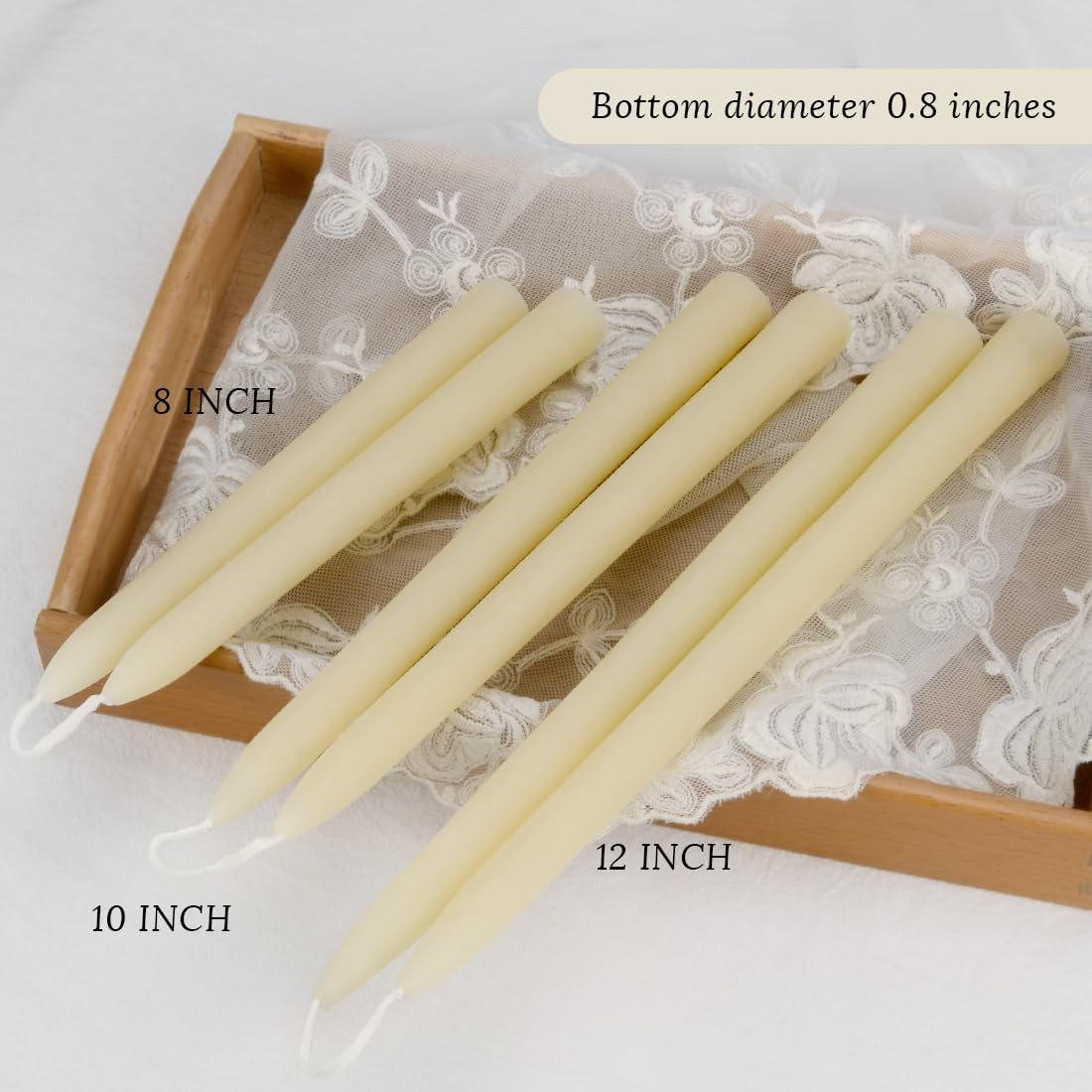 24 Pack Beeswax Taper Candles in Bulk 8 inch Tall All Natural, 100% Pure Uns…