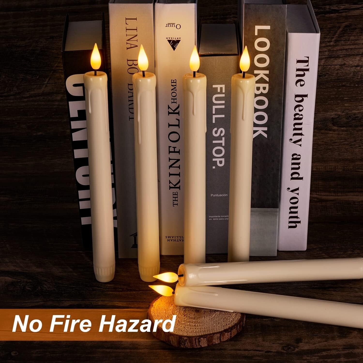Set of 3 8″ Real Wax Flameless Moving Wick Ivory Wedding Taper Candles NEW 2023
