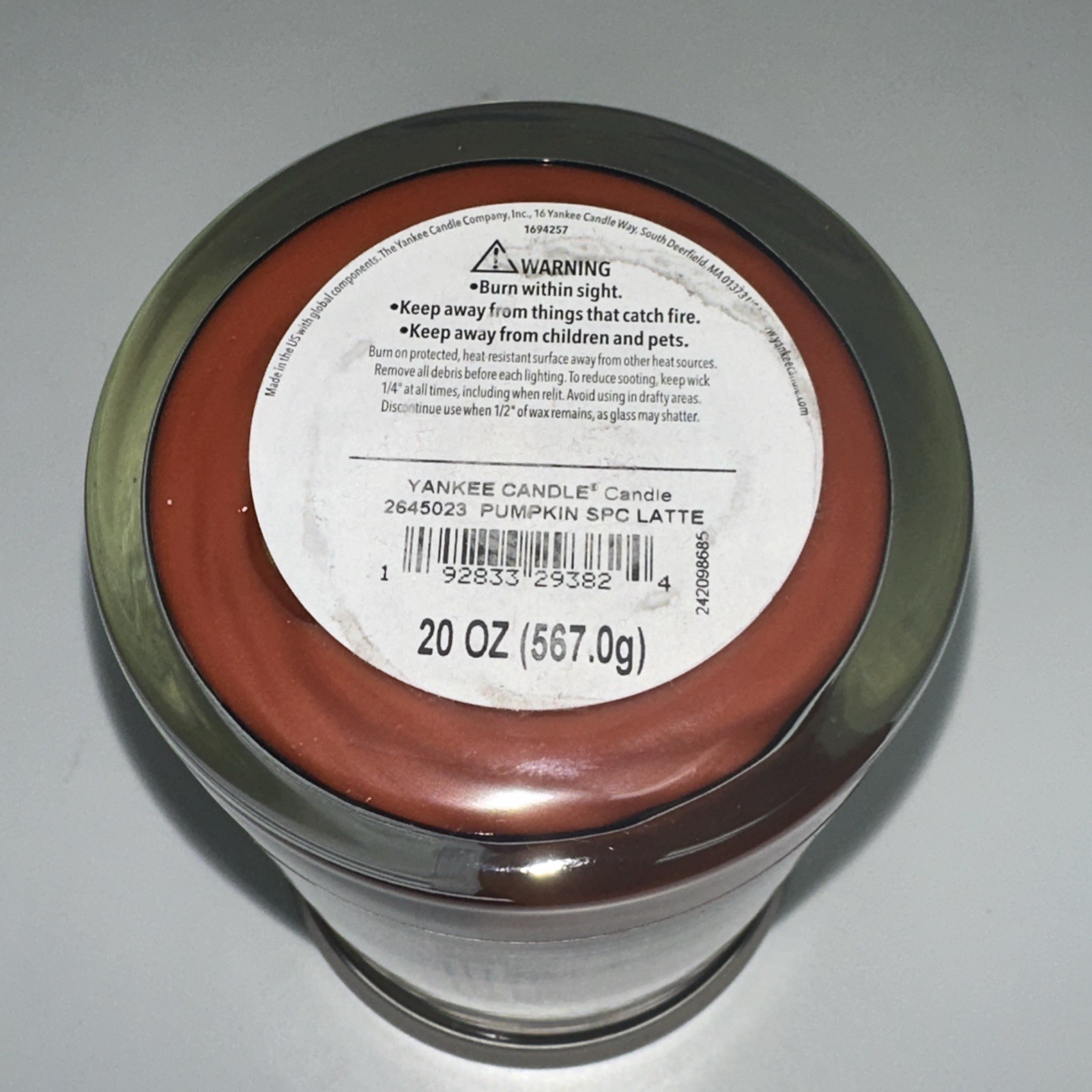 LOT OF 2-NEW-Yankee Candle PUMPKIN SPICE LATTE Large 20oz CAFE COLLECTION 2 WICK