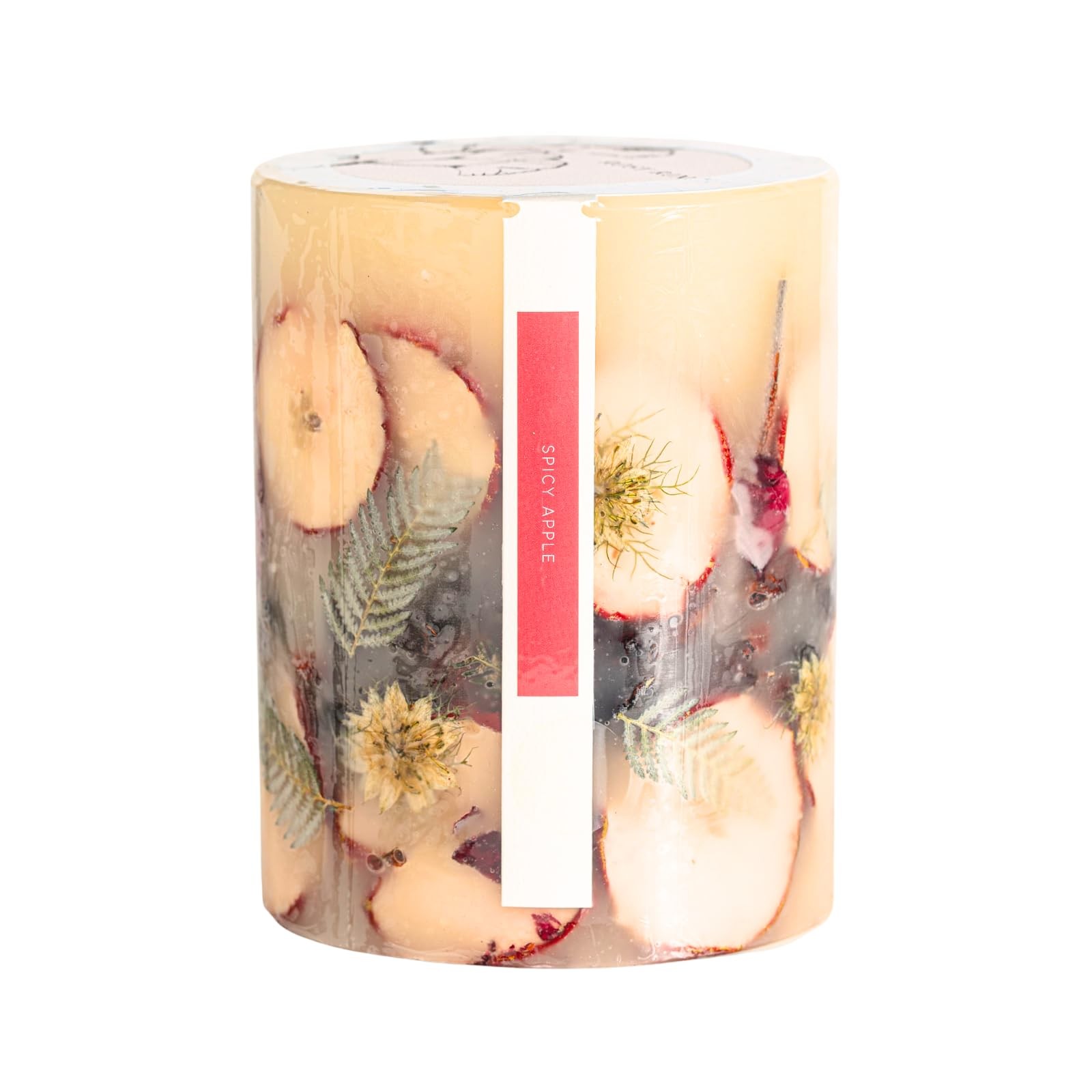 Rosy Rings Medium Round Botanical Candle – Spicy Apple 6.5″ Burn Time 200 Hou…