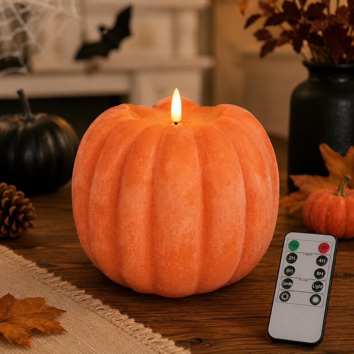 Fall Decorations for Home – Flameless Pumpkin Candles with Remote Timer, Realist