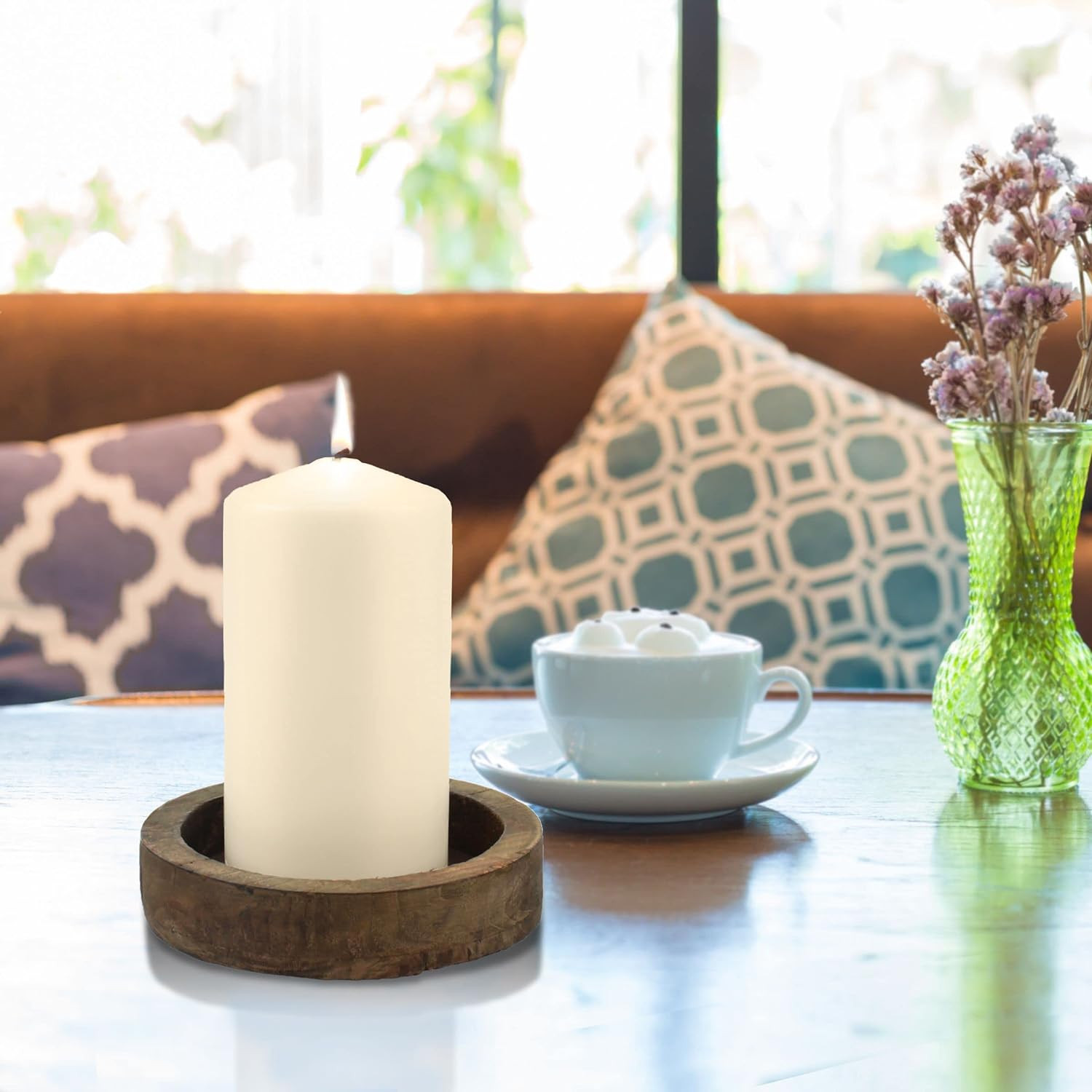 Pack Tall X Inch 65 Hour Long Burning Unscented Ivory Wax Pillar Candles