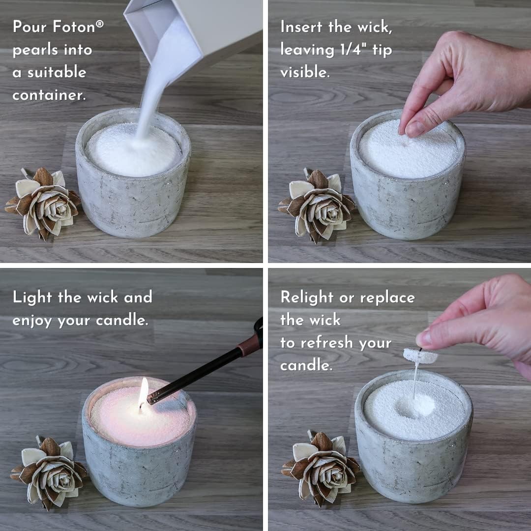 Foton 18oz Pearled Candle Kit Refillable Candle Sand w/ 30 Wicks – Unscented