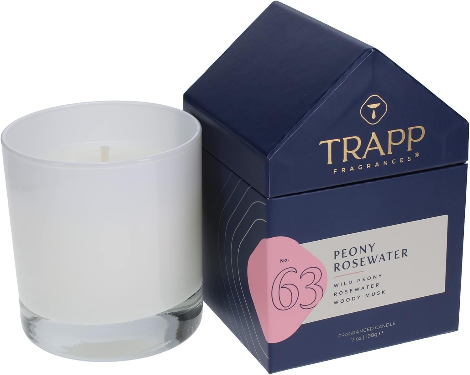 Trapp Fragrances No. 63 Peony Rosewater Scented Round White Jar Candle