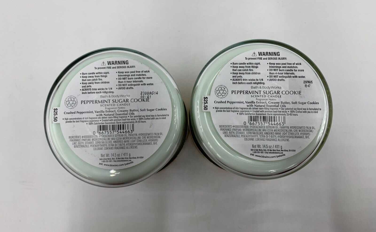 Bath & Body Works Peppermint Sugar Cookie 3 Wick Candle 14.5 oz S/2 #A201