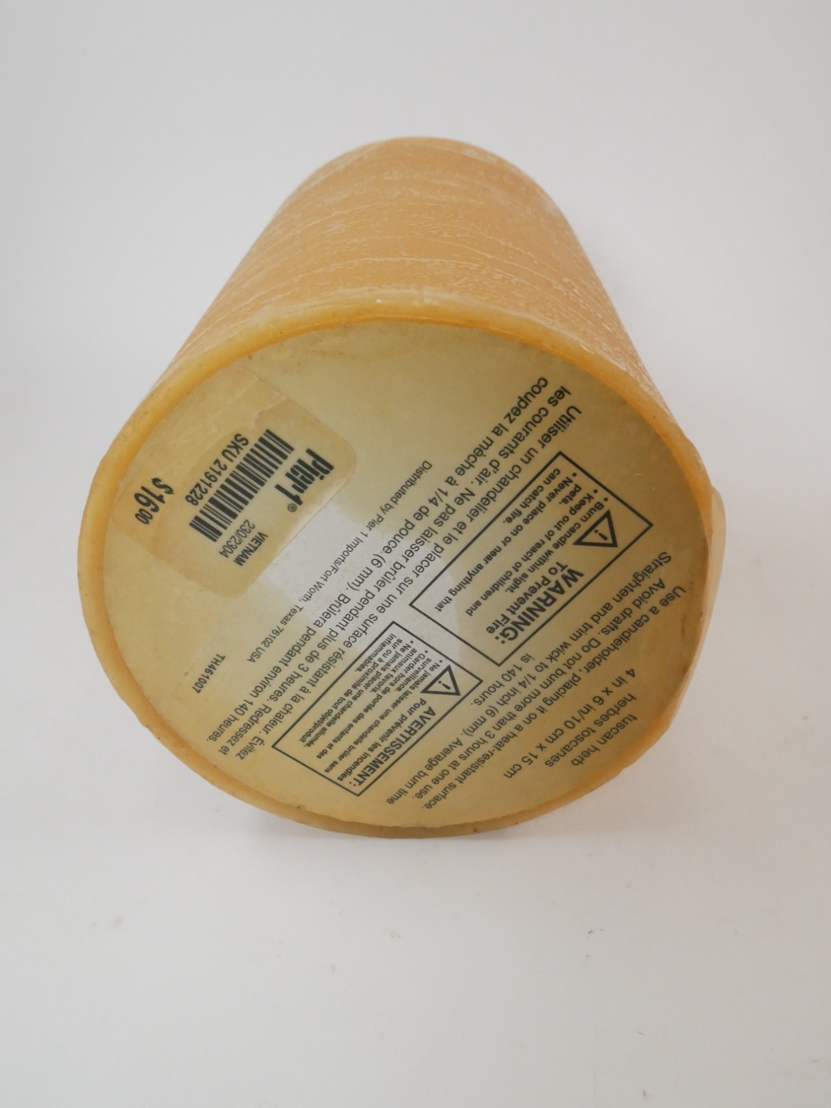 NEW Pier 1 Tuscan Herb Pillar Candle 4×6 Retired 140 Hrs Orange Scented Textured