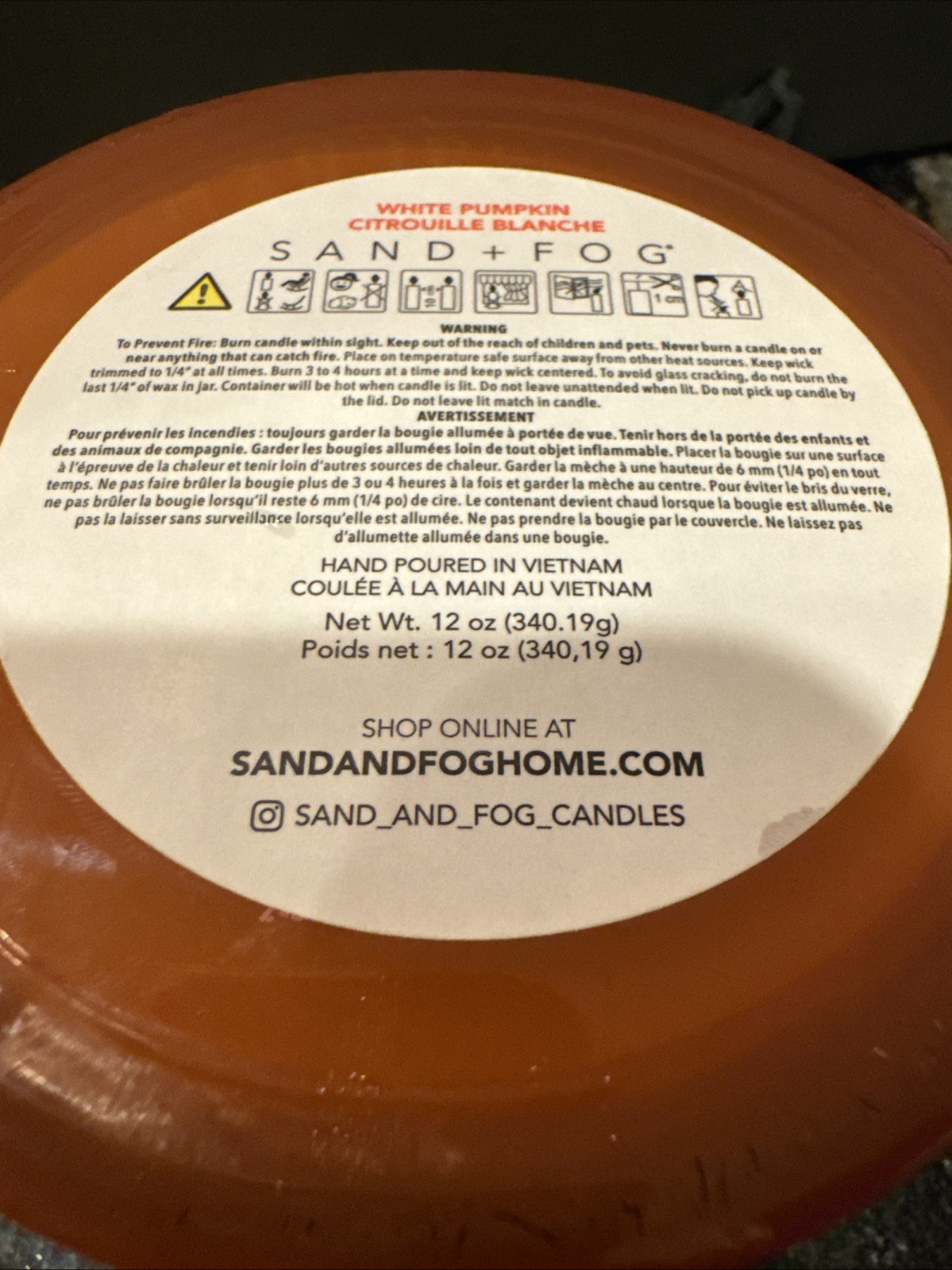 Sand + Fog 57 oz Soy Wax Blend Candle White Pumpkin With FriendsGiving Top New