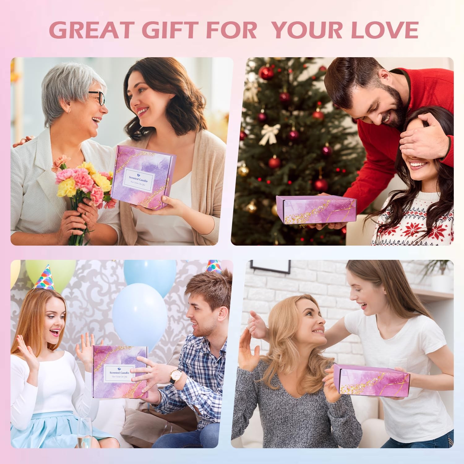 Candles Gift Set for Women, Aromatherapy Candles for Home Scented 4 Pack, 80 Hou