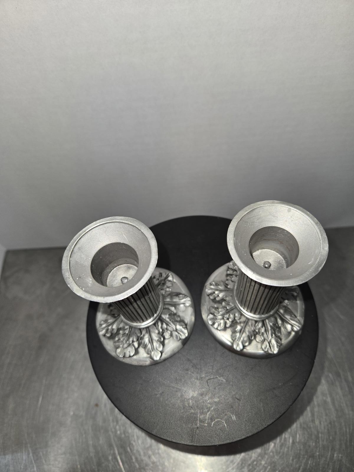 Pair of 1990 Seagull Canada Pewter Vintage Metal Candle Holders