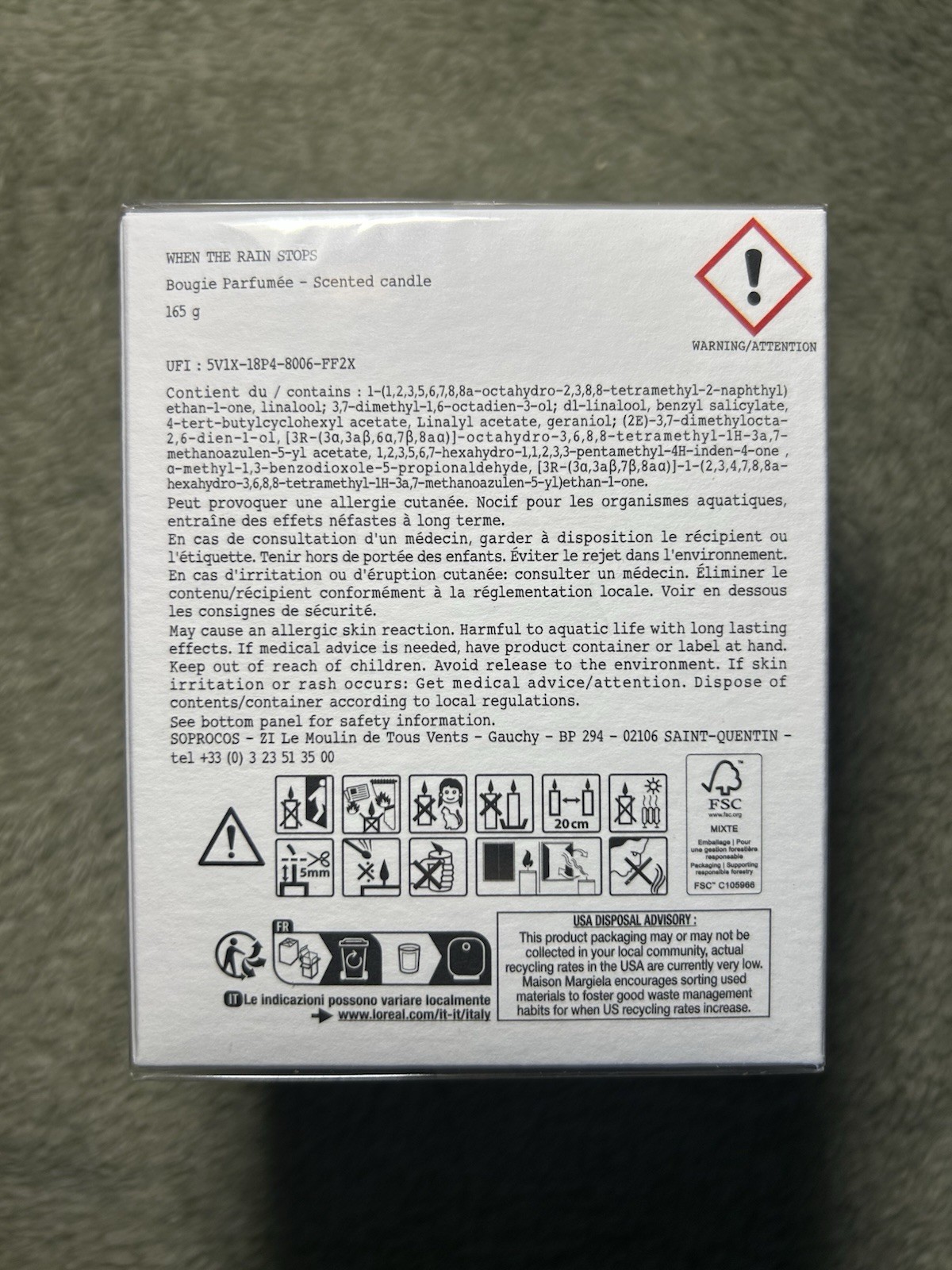 Maison Margiela Replica – When the Rain Stops Candle 5.82oz Sealed $72 MSRP