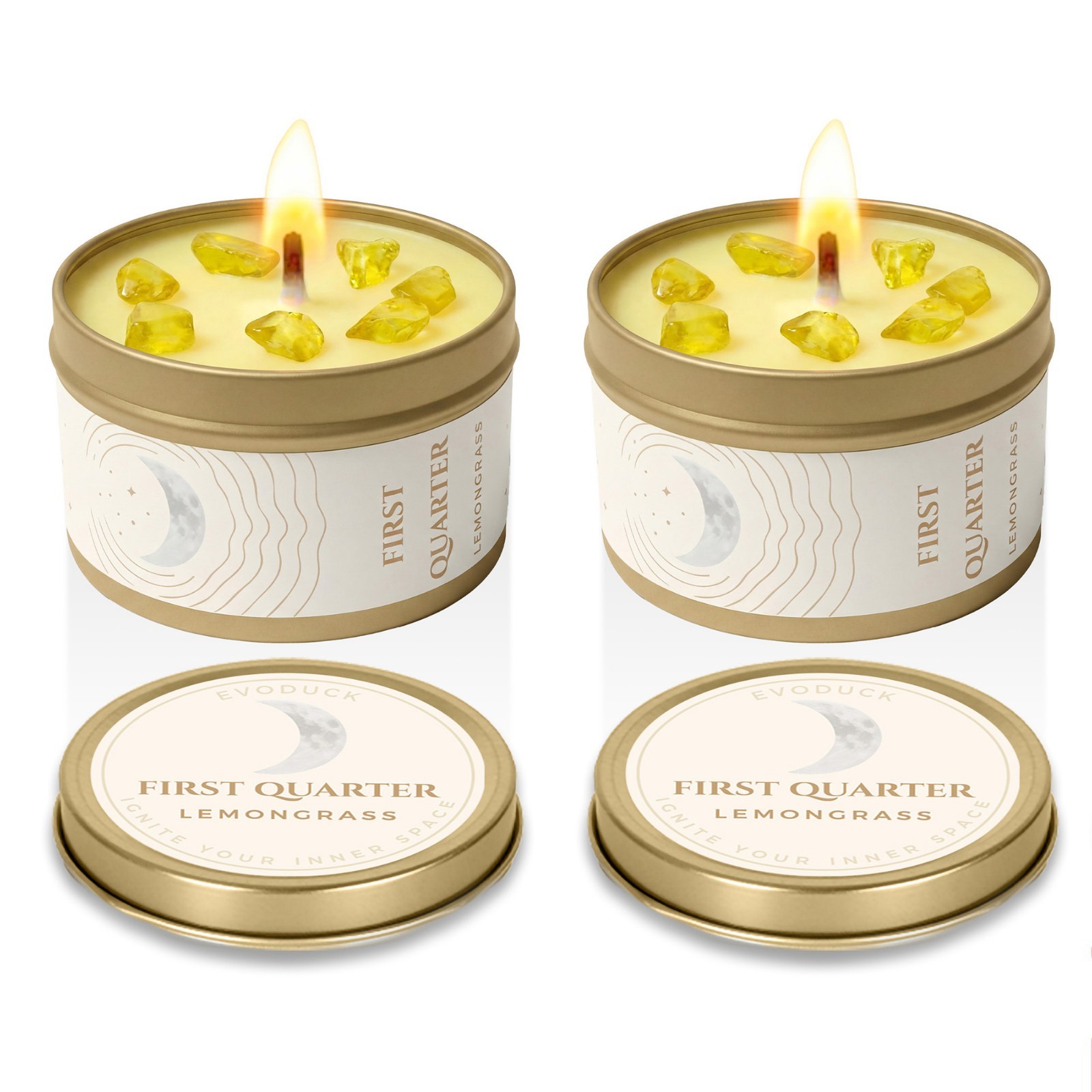 2 Pack Waxing Moon Candle Crystal Soy Manifestation Witchy Celestial Ritual Gift