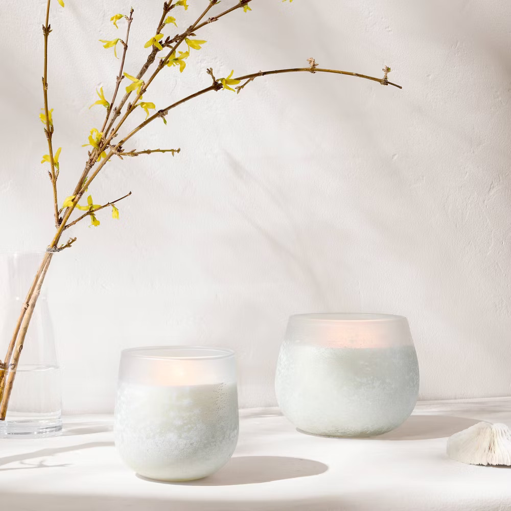 4-Wick Balance Fashion Salted Glass Wellness Jar Candle Light Blue 30oz –