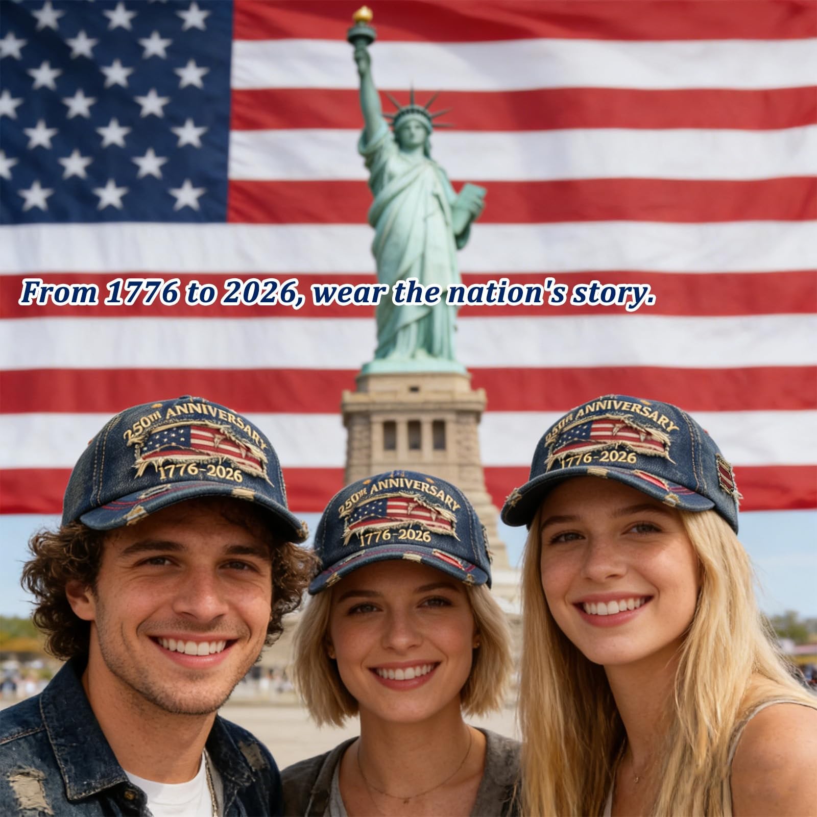 250th Anniversary Distressed Casual Cap, United States 250th Anniversary Hat …