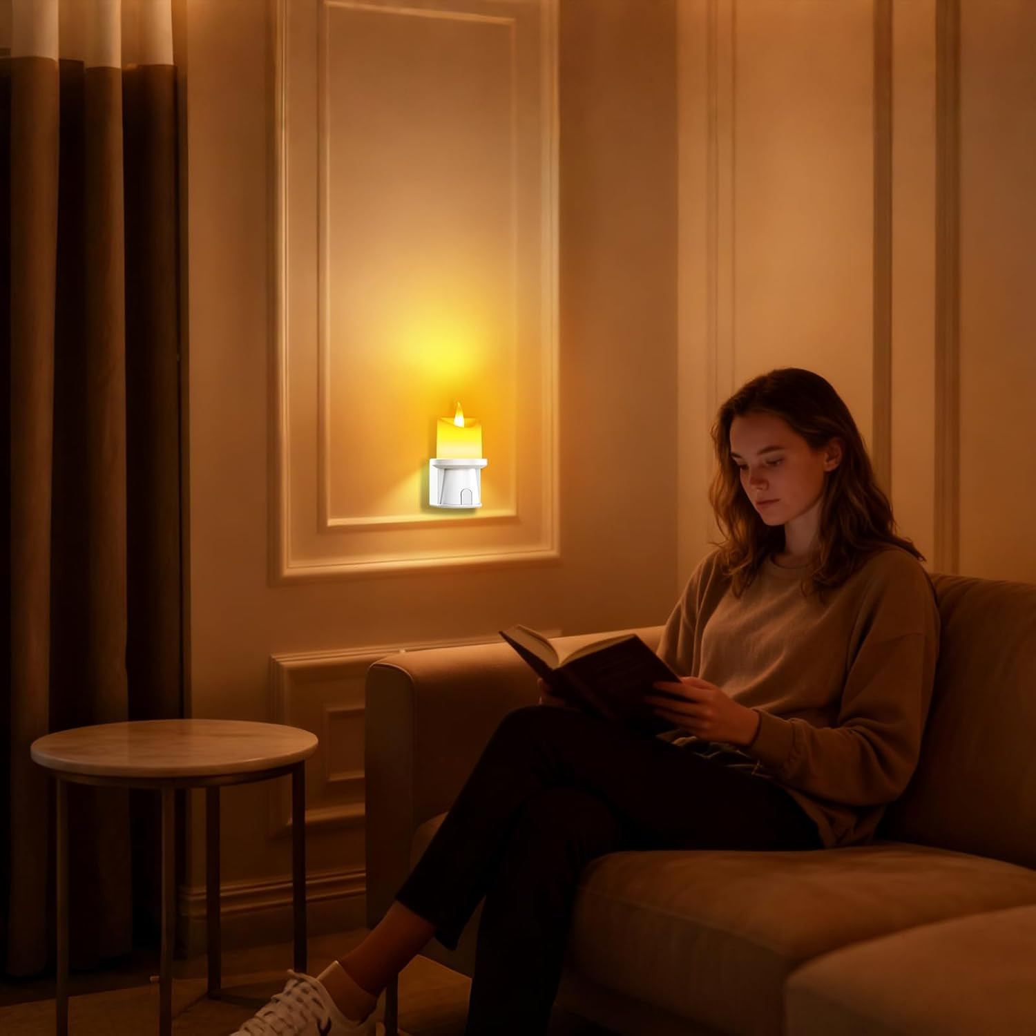 Flameless Candles Night Light with Flickering Flame, Battery Operated LED Night