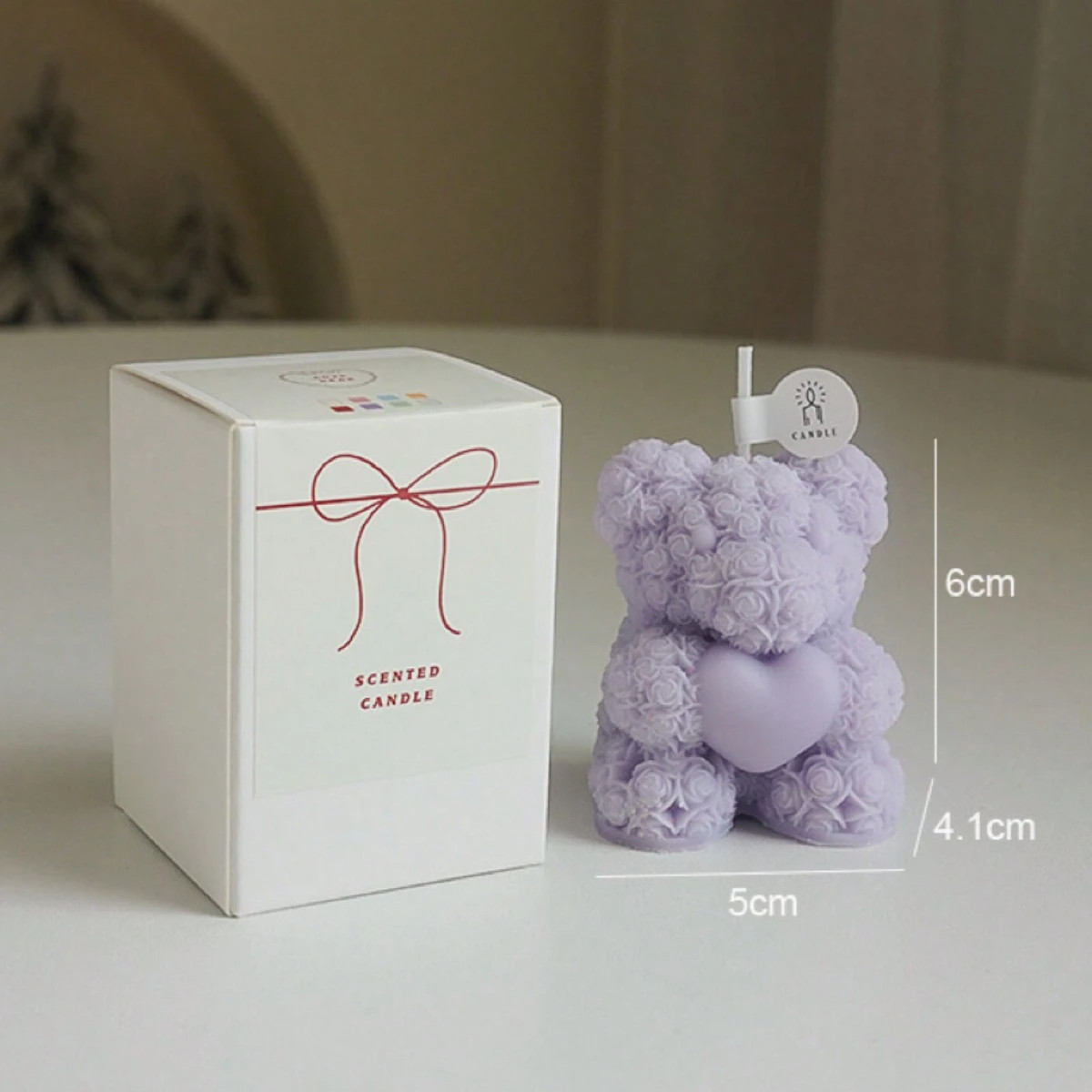 1pc Valentines Rose Bear Candle Aromatherapy Lovely Decoration Partner Hand Gift