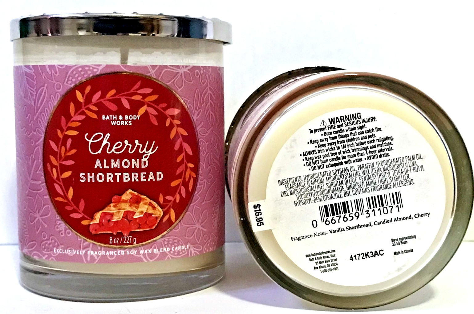 CHERRY ALMOND SHORTBREAD CANDLES 8 OZ MEDIUM JAR BATH BODY WORKS SINGLE WICK X 2