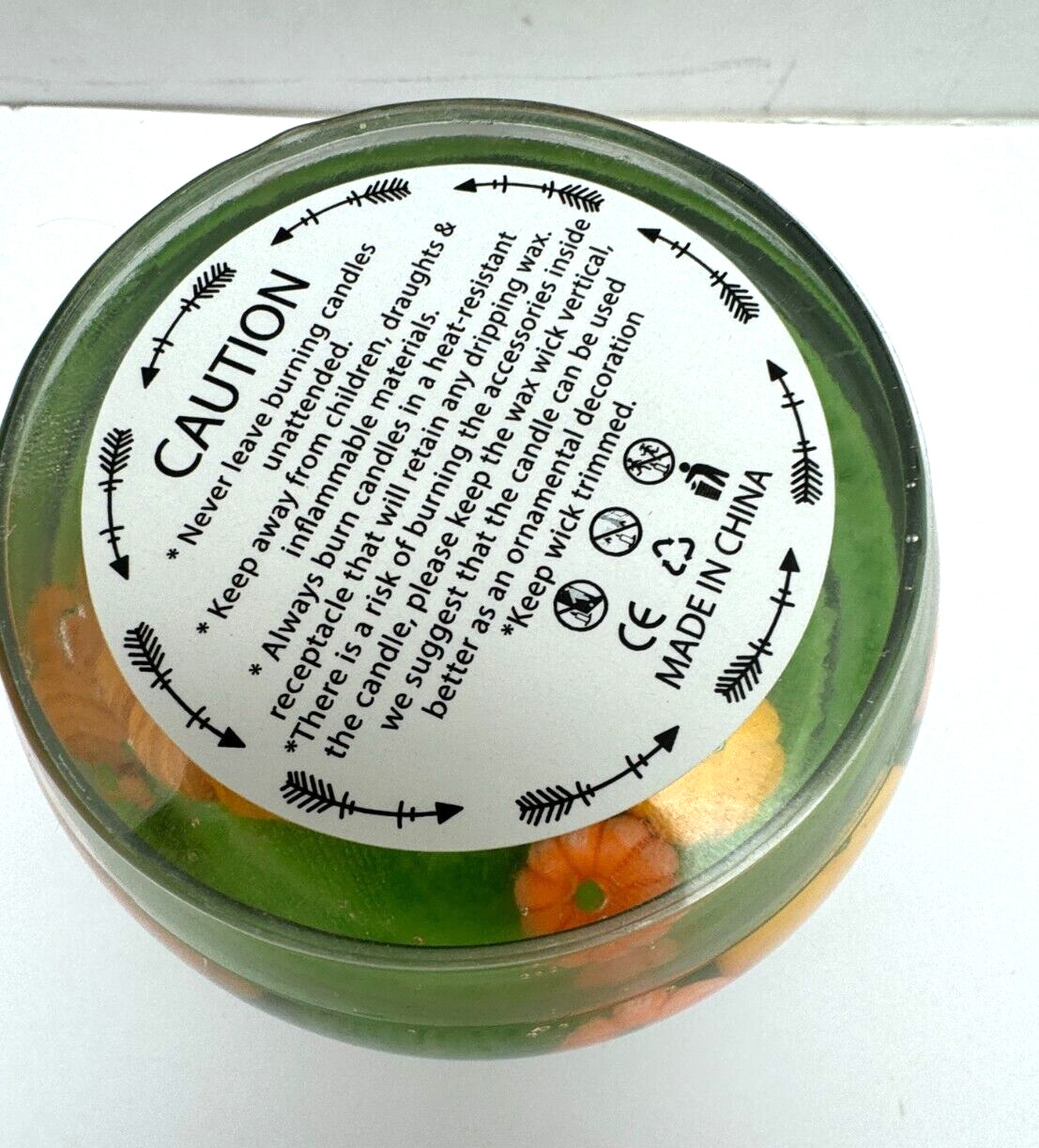 Fall Pumpkin Patch Gel Wax Glass Round Scented Candle Glow Bowl Halloween
