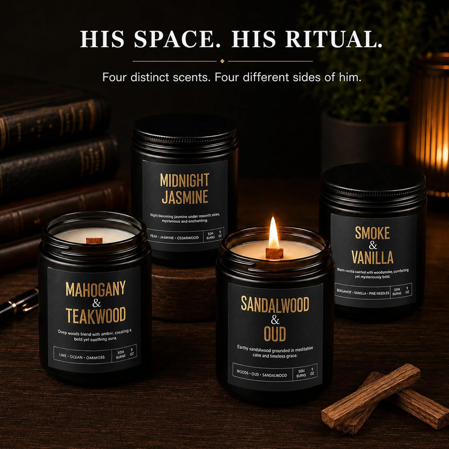Candles Gifts for Men, 4-Pack Scented Candles, 36 Oz, Birthday Gift Set | up to