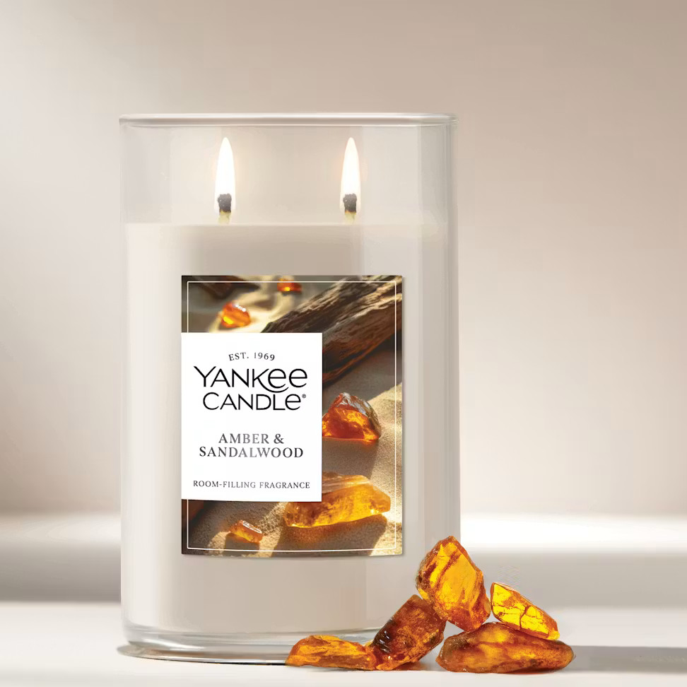Yankee Candle Amber & Sandalwood Large Jar Candle 20oz Sweet Spicy Scent BrandN