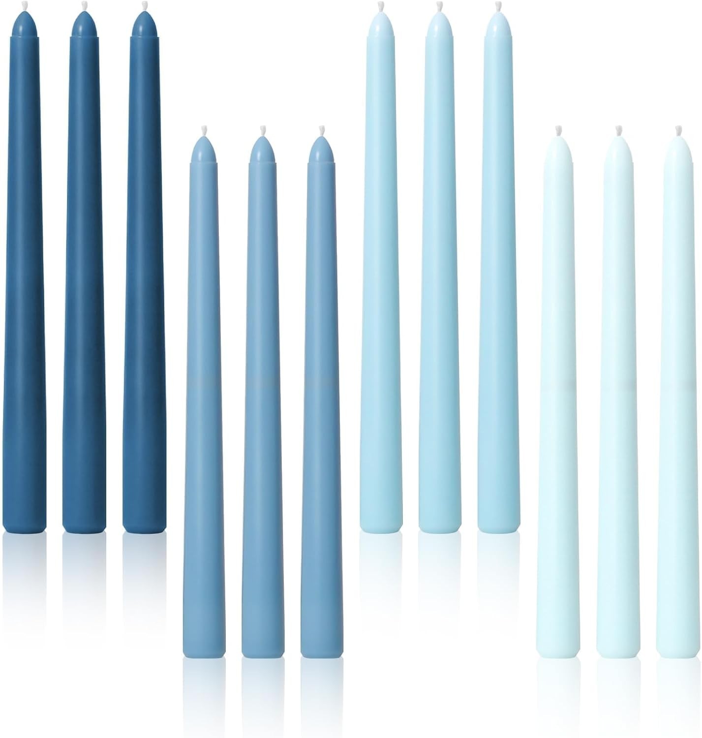 10 Inch Taper Candles, 12 Pack Blue-Unscented, Dripless Design– Long Tall Tap…