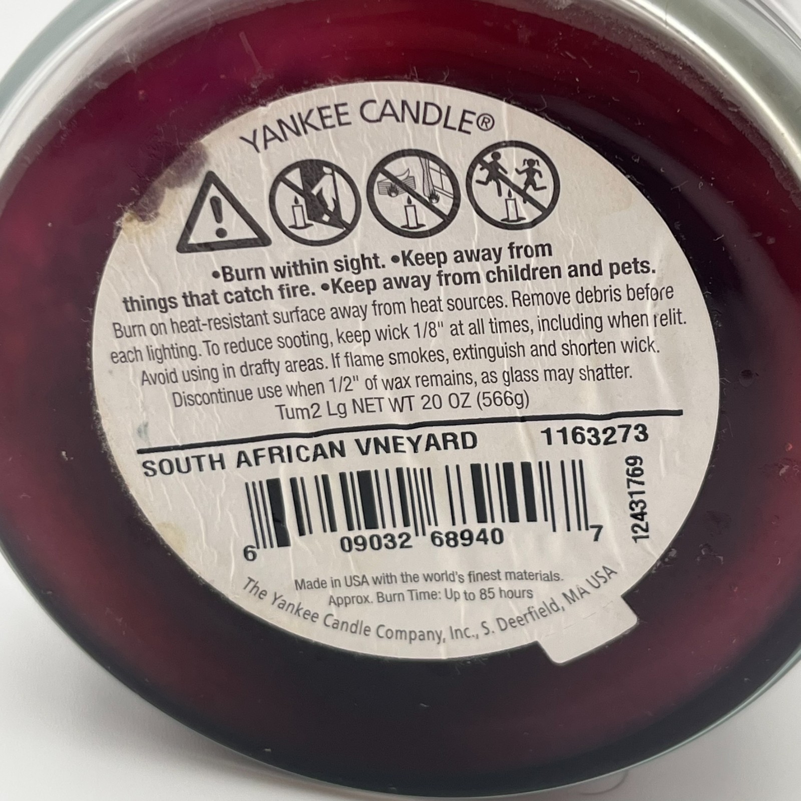 Yankee Candle World Journeys South African Vineyard 20oz 2 Wick Jar Rare Used