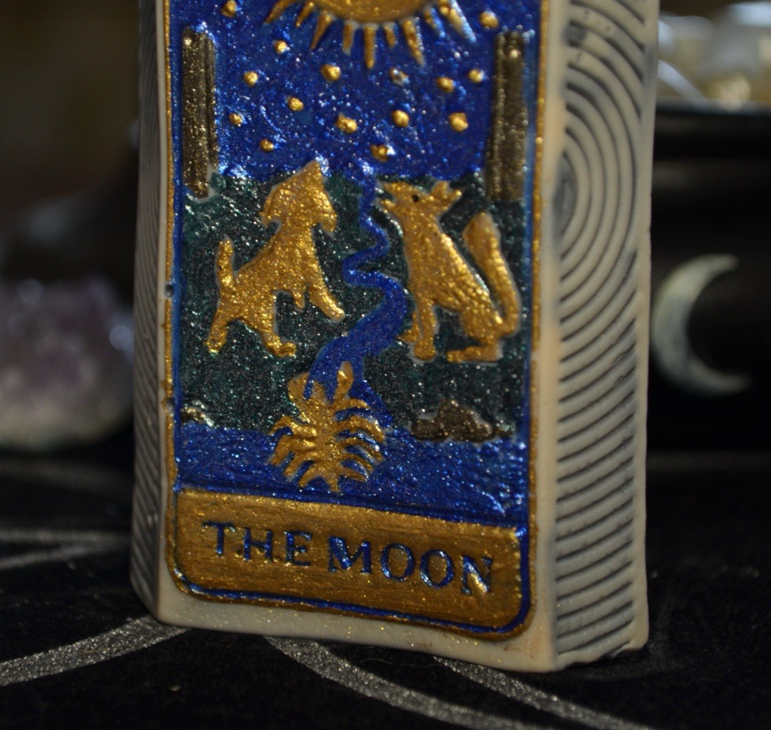 Esoteric Tarot Candle Set Sun XIX & Moon XVIII Light Shadow Balance Ritual Decor